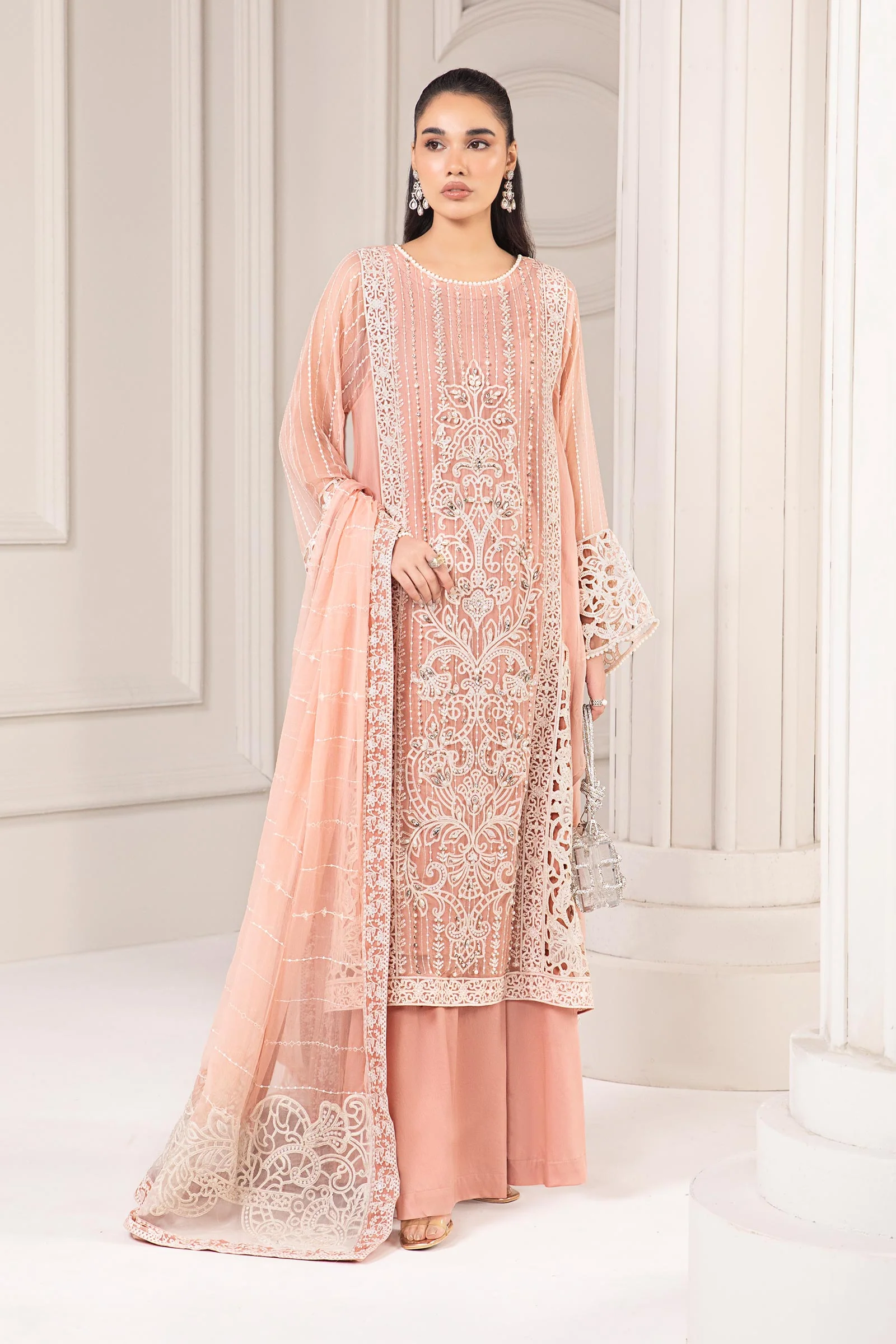 3 Piece Embroidered Chiffon Suit