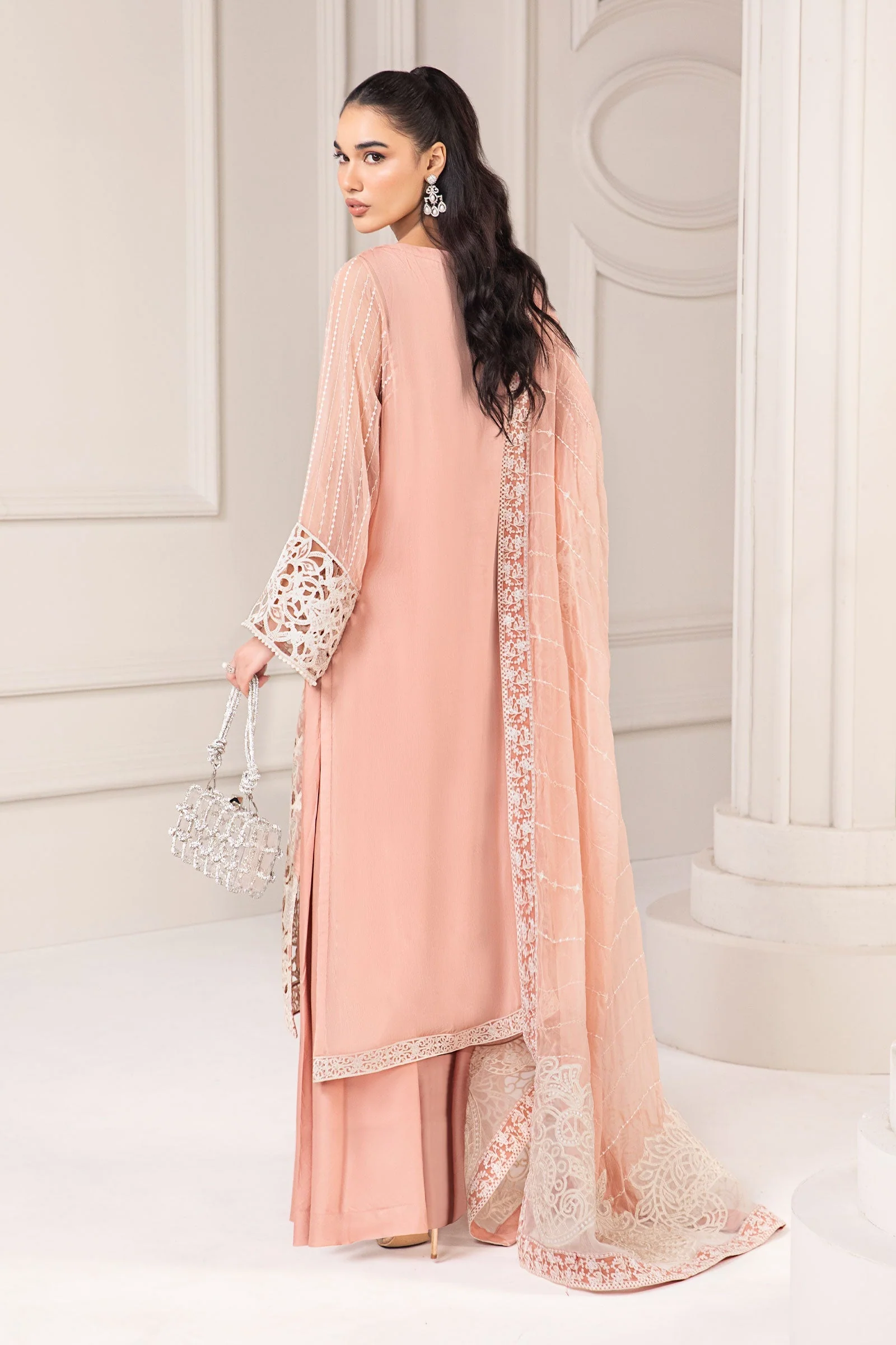 3 Piece Embroidered Chiffon Suit - Image 6