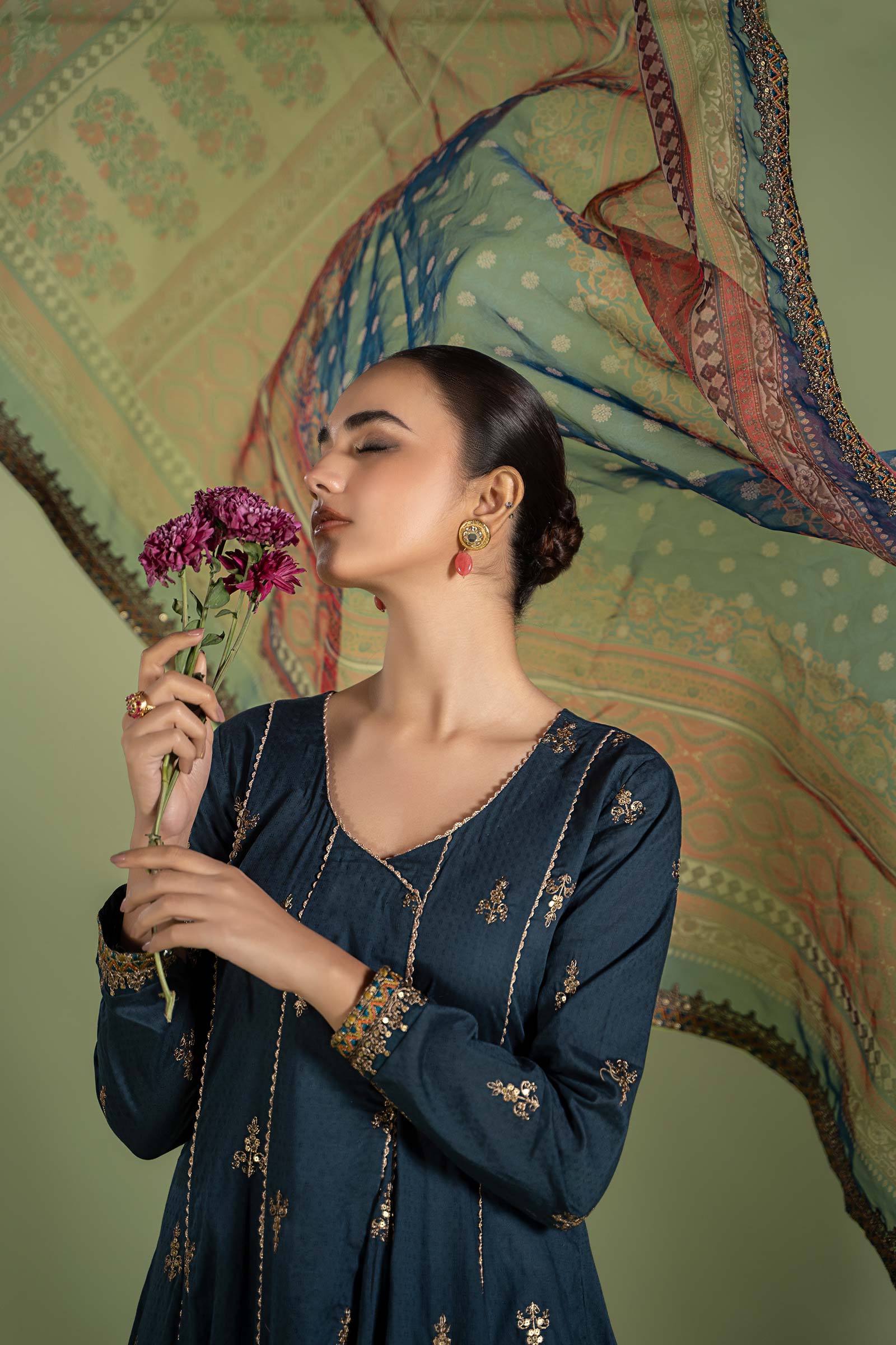 3 Piece Embroidered Dobby Suit - Image 2