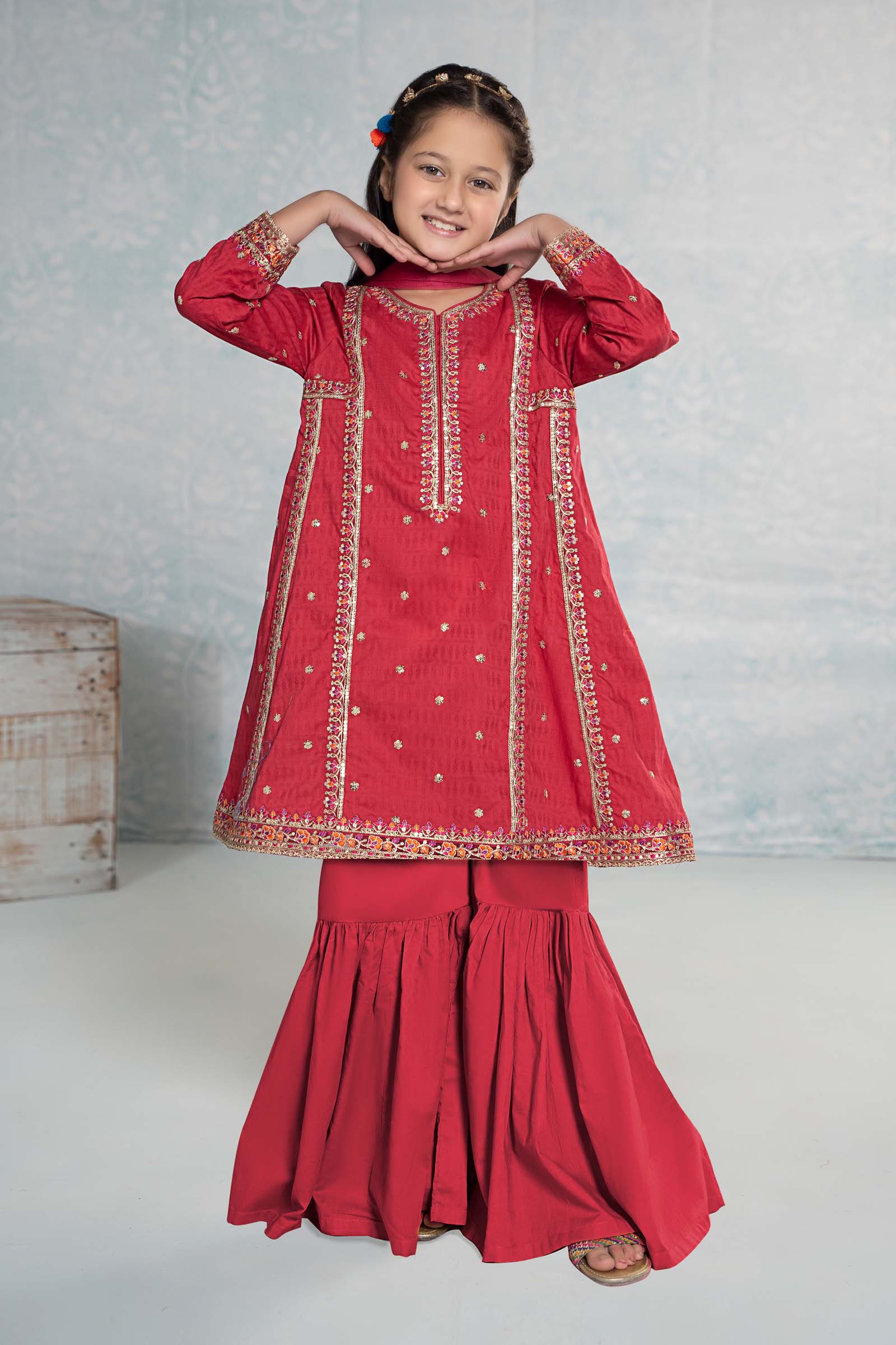 3 Piece Embroidered Dobby Suit