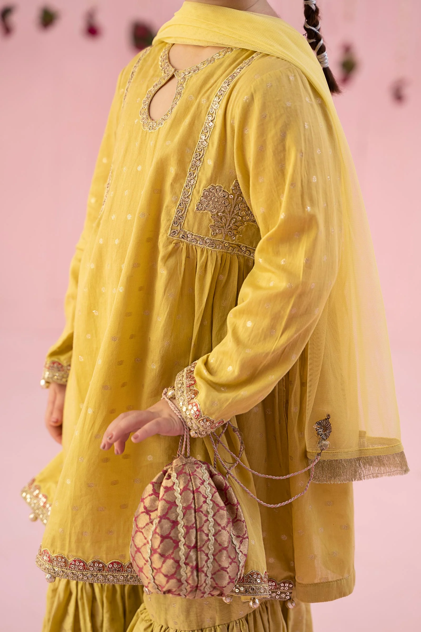 3 Piece Embroidered Jacquard Broshia Suit - Image 4
