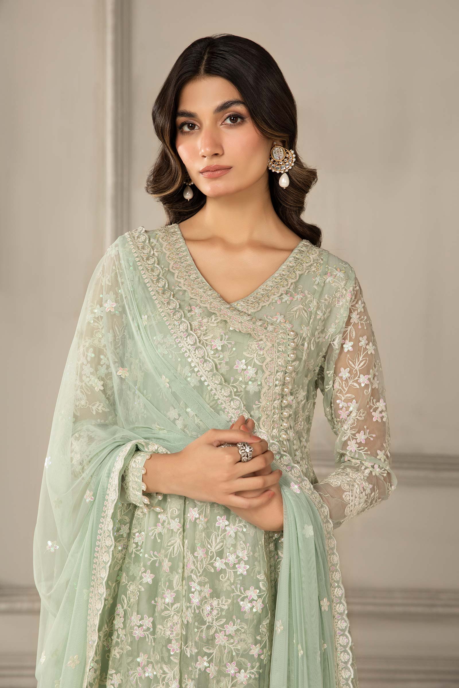 3 Piece Embroidered Organza Suit - Image 2
