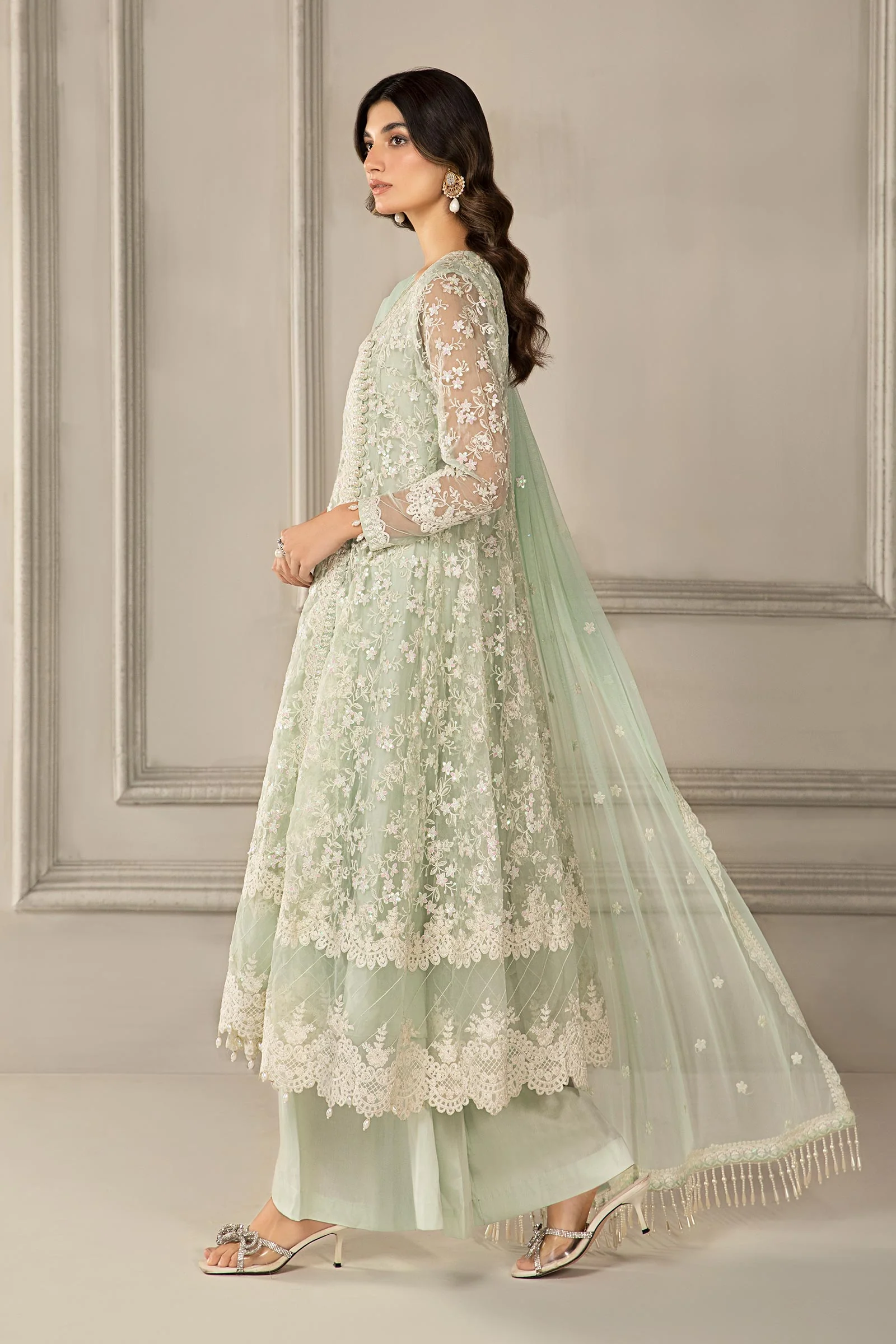 3 Piece Embroidered Organza Suit - Image 5