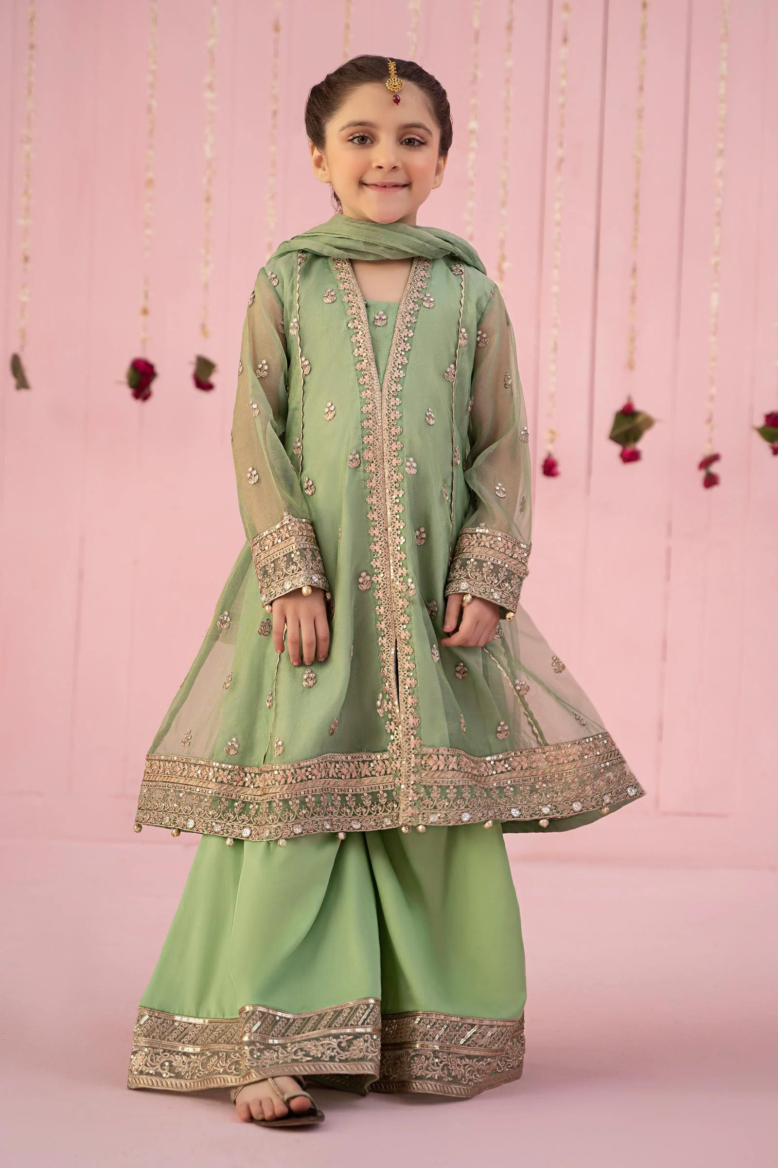 3 Piece Embroidered Zari Line Organza Suit