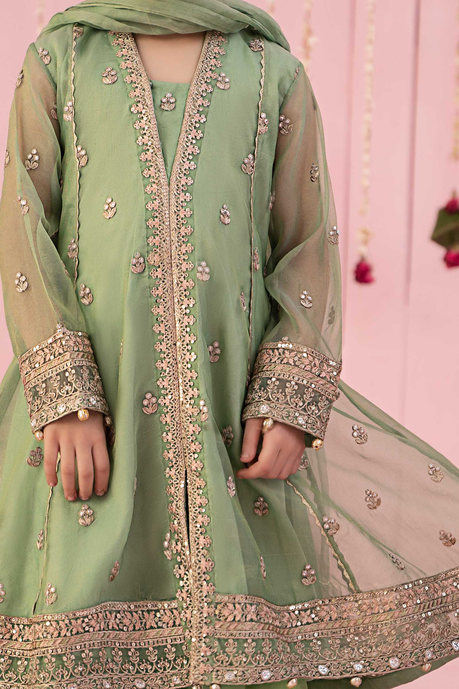 3 Piece Embroidered Zari Line Organza Suit - Image 4