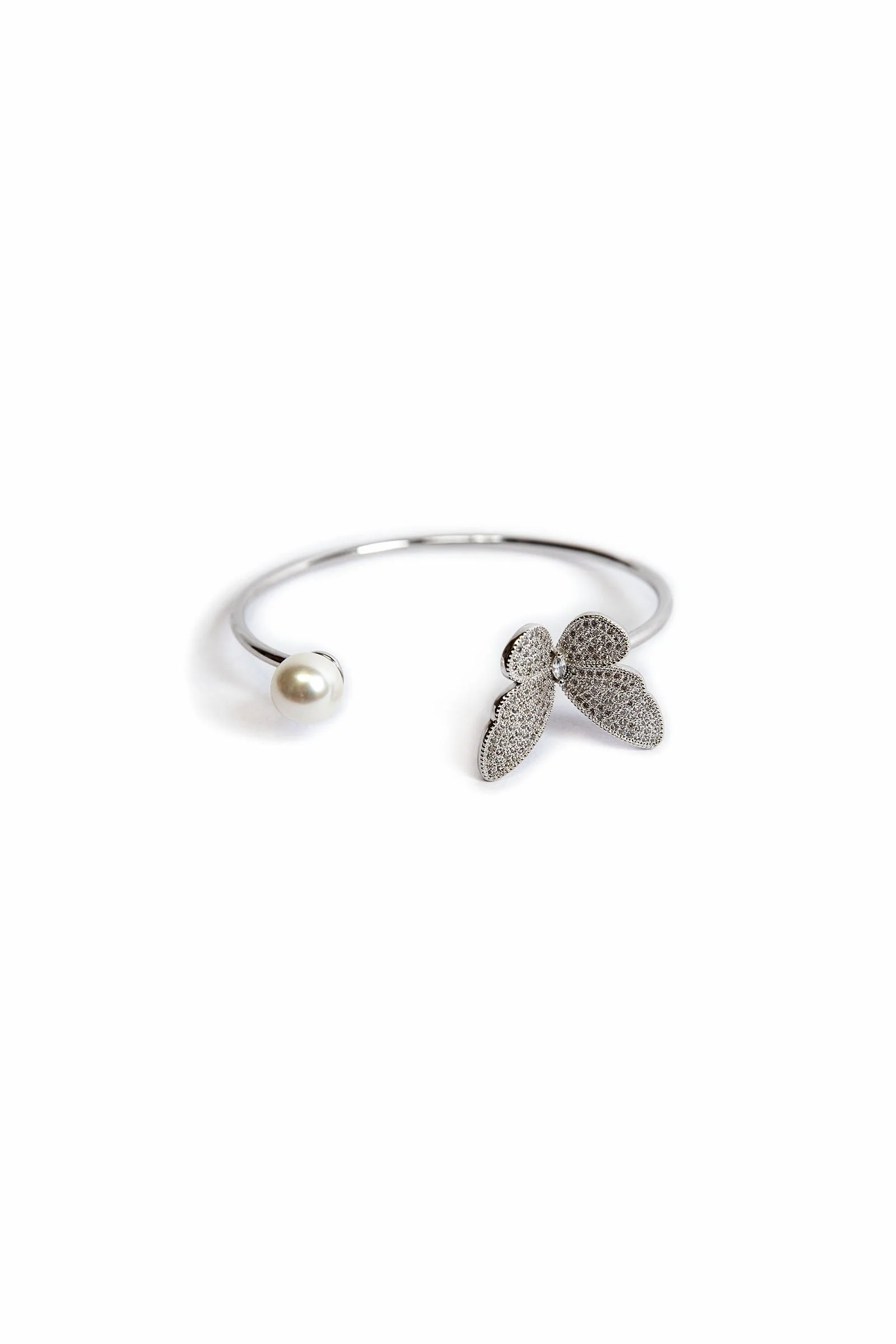 Butterfly Pearl Bangle Bracelet - Image 2