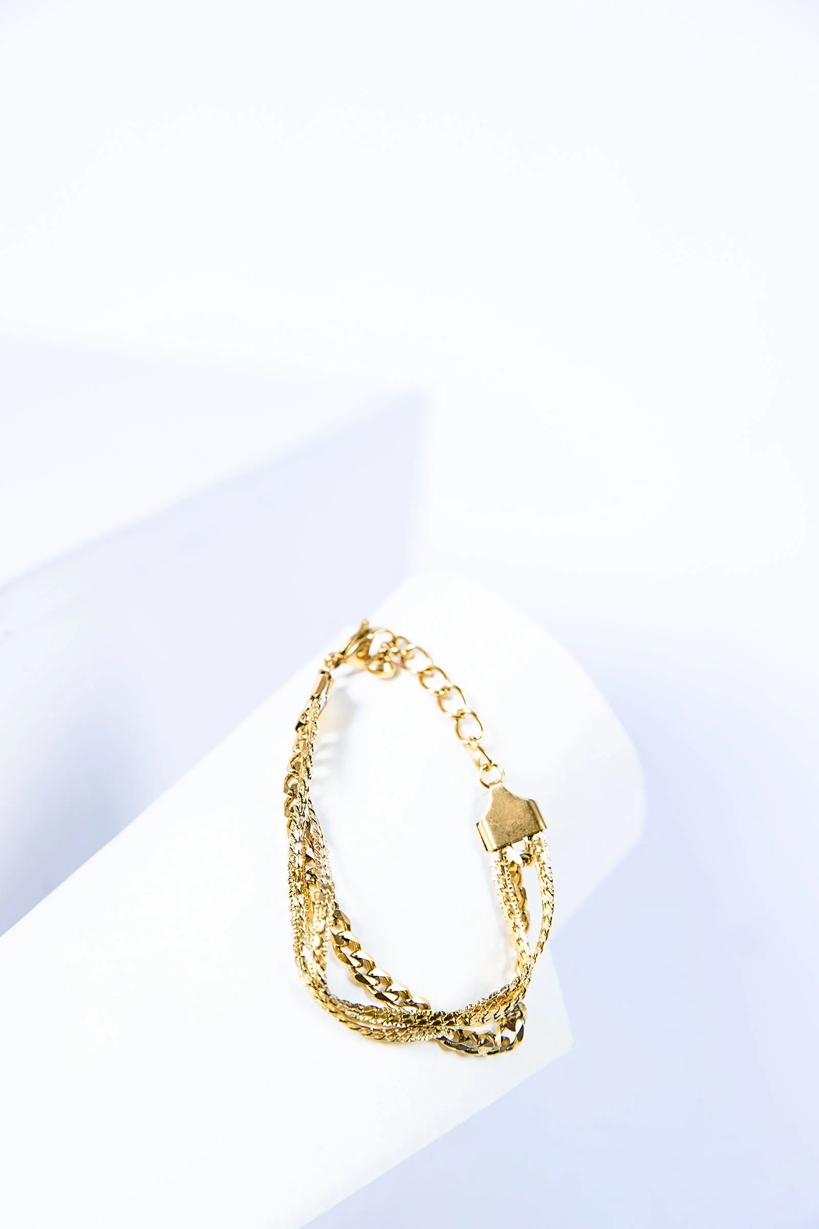 Embossed NK Inter-Frayed Chain Triple Bracelet - Image 2