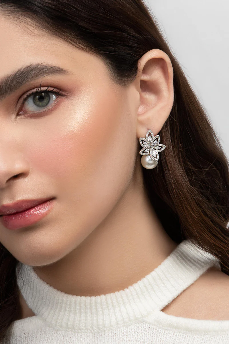 Earrings White AER-W21-025 - Image 2