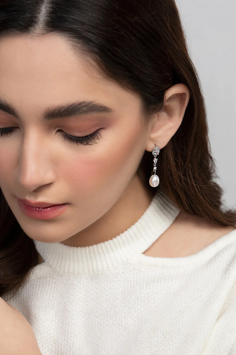 Earrings White AER-W21-028 - Image 2