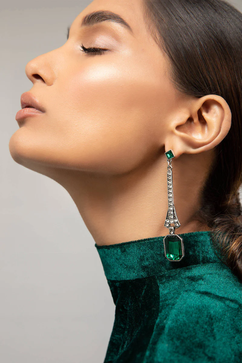 Earrings Emerald Green AER-W21-054 - Image 2