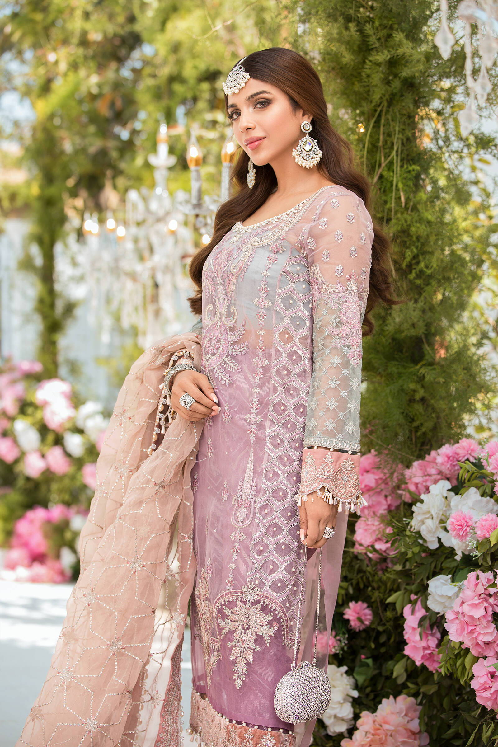 Unstitched MBROIDERED - Shades of Lilac Pink and Blue grey (BD-2105) - Image 3