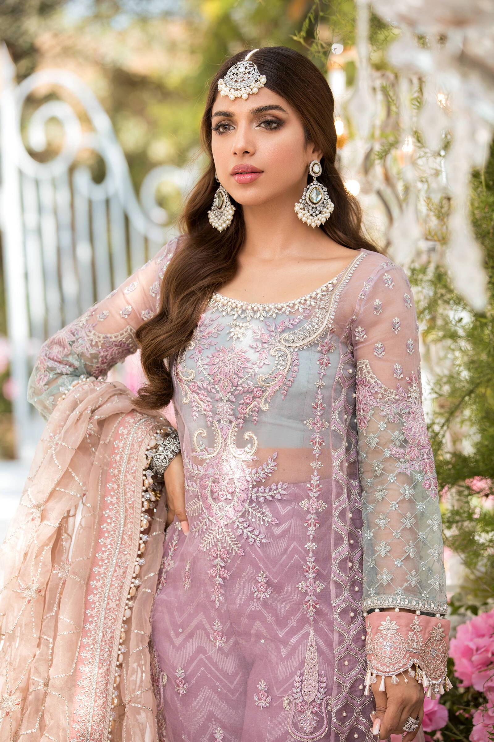 Unstitched MBROIDERED - Shades of Lilac Pink and Blue grey (BD-2105) - Image 4