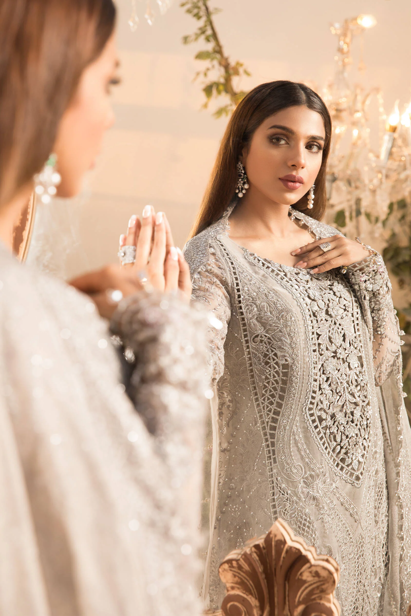 Unstitched MBROIDERED - Grey and Lilac (BD-2108) - Image 3