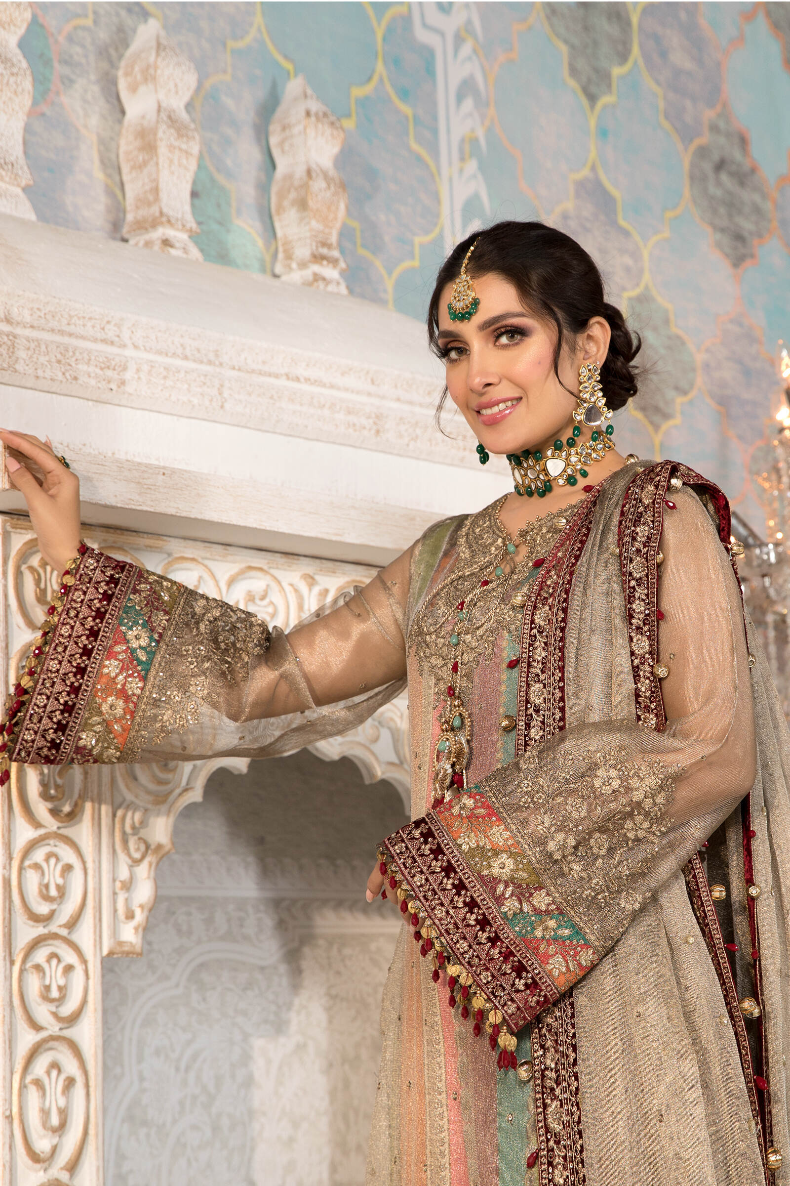Unstitched MBROIDERED - Bronze, Maroon and Carrot pink (BD-2207) - Image 3