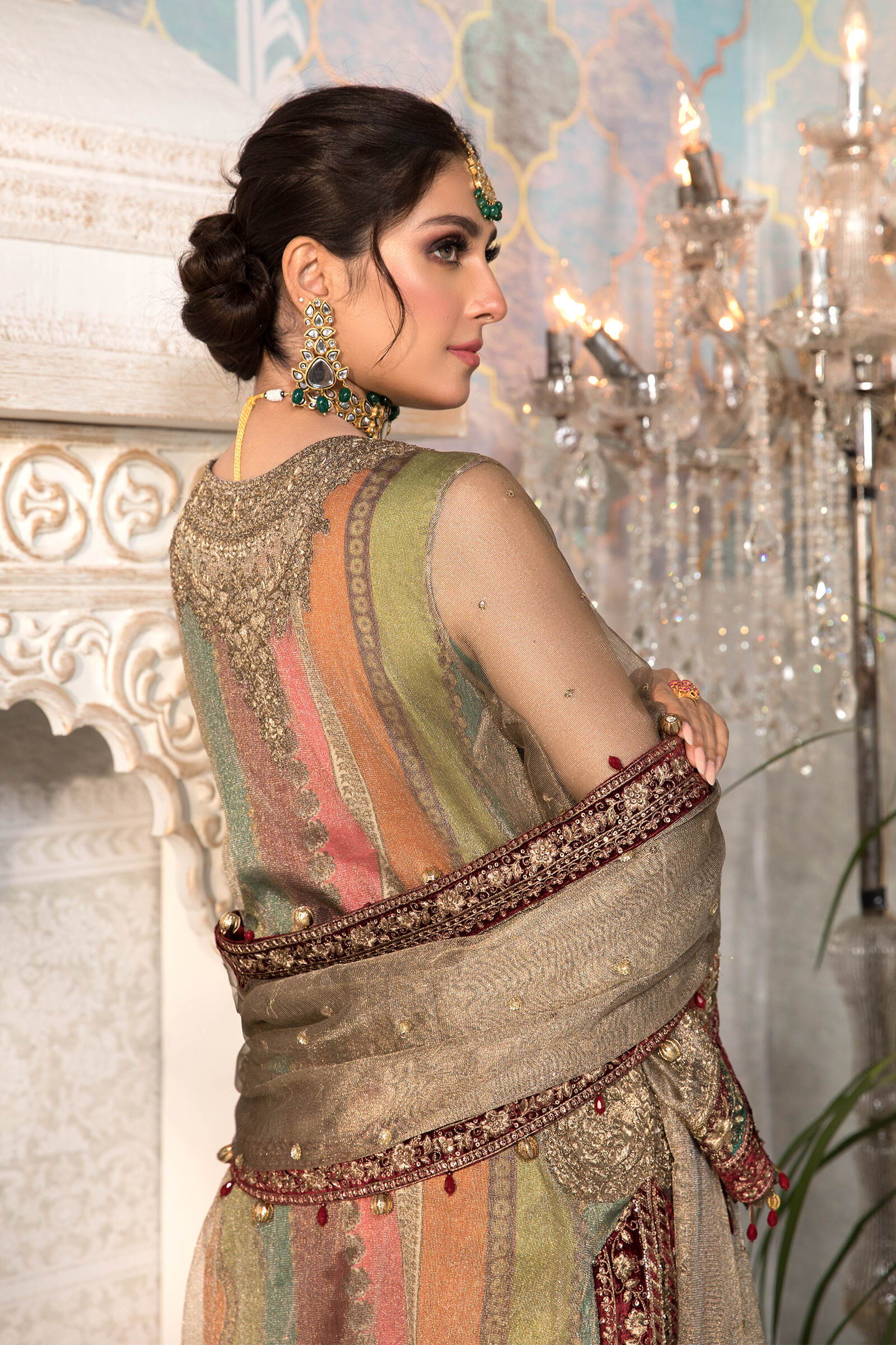 Unstitched MBROIDERED - Bronze, Maroon and Carrot pink (BD-2207) - Image 4