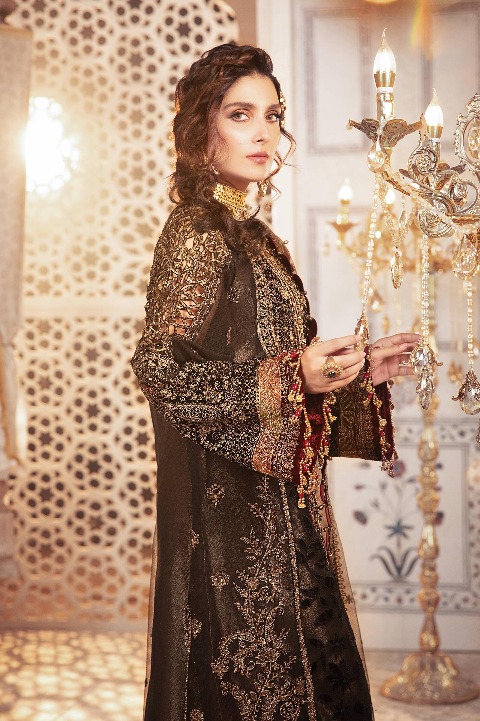 Unstitched MBROIDERED - Black and burnt gold (BD-2301) - Image 4