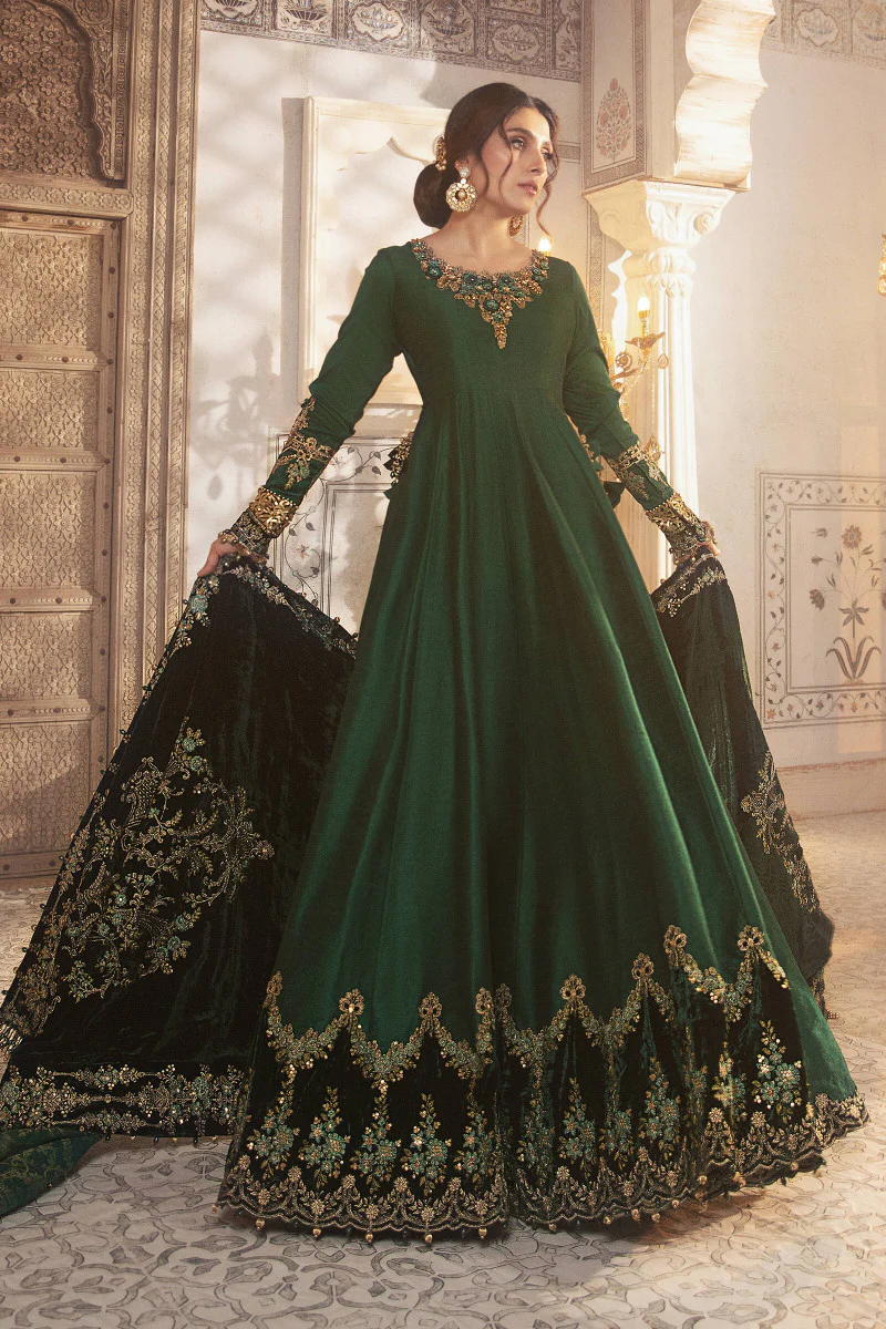 Unstitched MBROIDERED - Teal and Warm green (BD-2307) - Image 3