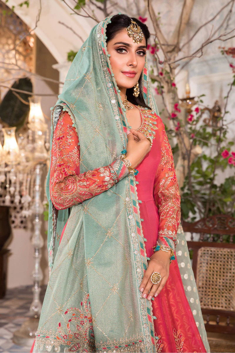 Unstitched MBROIDERED - Salmon Pink and Feroza (BD-2402) - Image 2