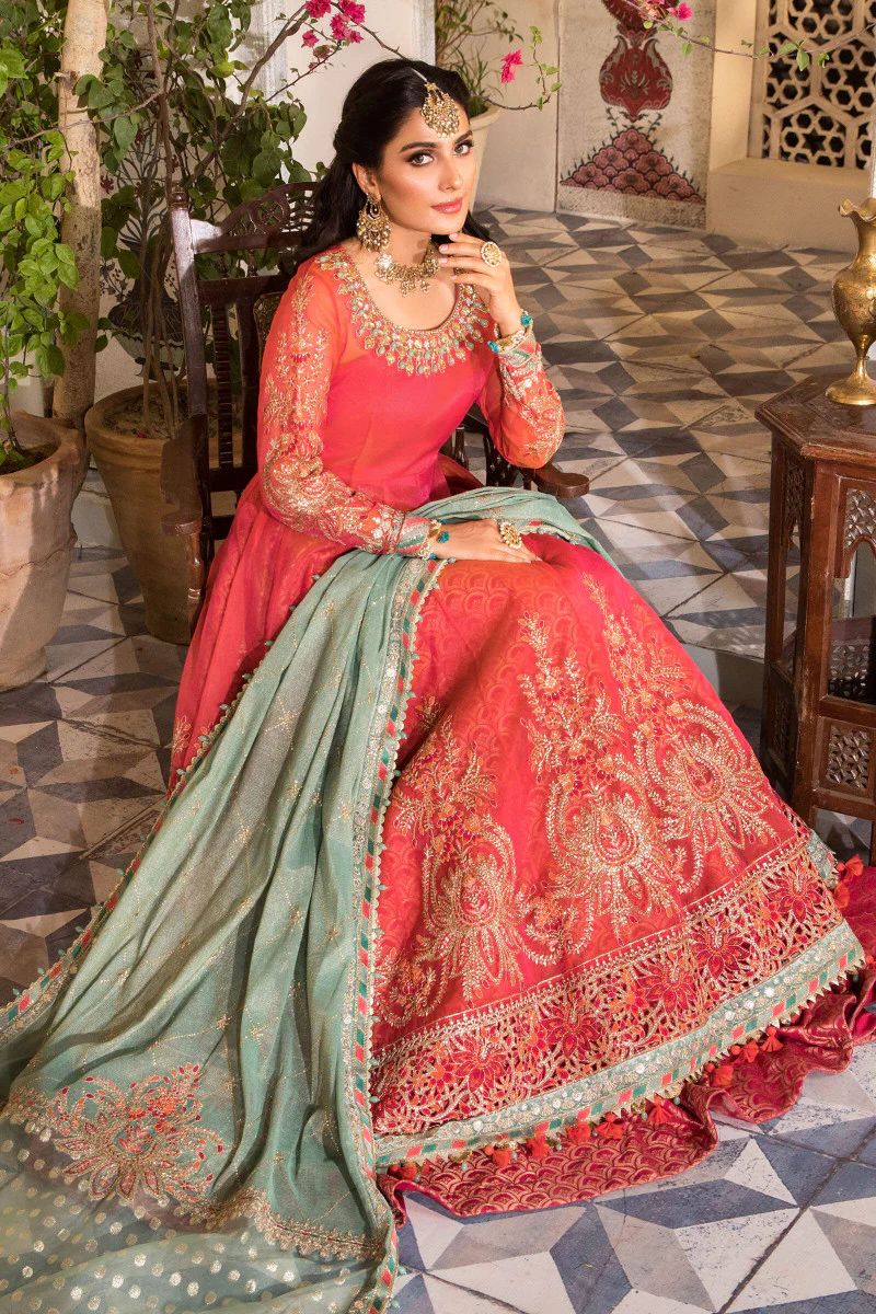 Unstitched MBROIDERED - Salmon Pink and Feroza (BD-2402) - Image 3