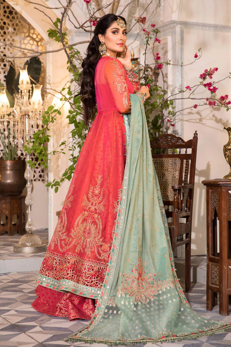 Unstitched MBROIDERED - Salmon Pink and Feroza (BD-2402) - Image 4