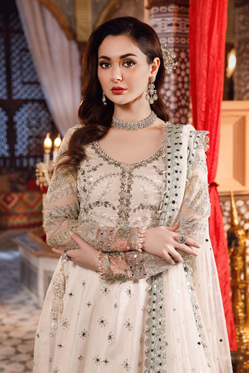Unstitched MBROIDERED - Pearl White and Peachy Silver (BD-2502) - Image 2