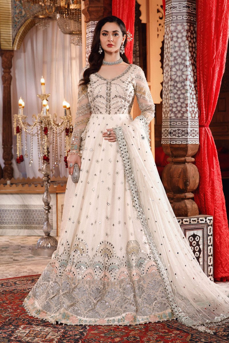 Unstitched MBROIDERED - Pearl White and Peachy Silver (BD-2502) - Image 3