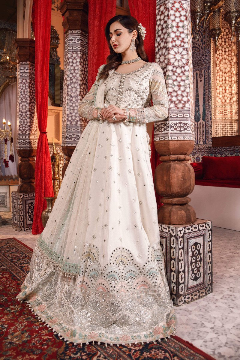 Unstitched MBROIDERED - Pearl White and Peachy Silver (BD-2502) - Image 4