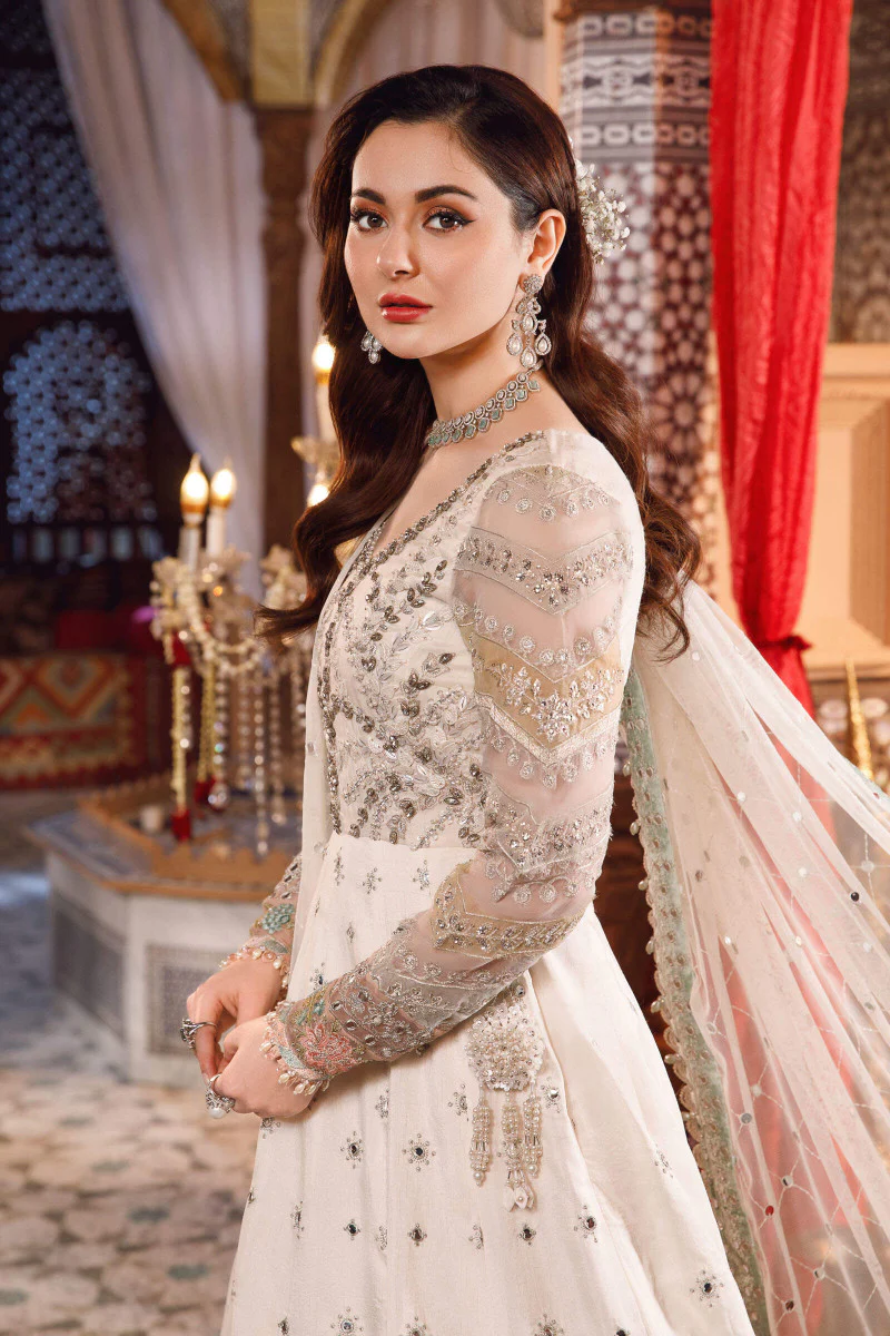 Unstitched MBROIDERED - Pearl White and Peachy Silver (BD-2502) - Image 5