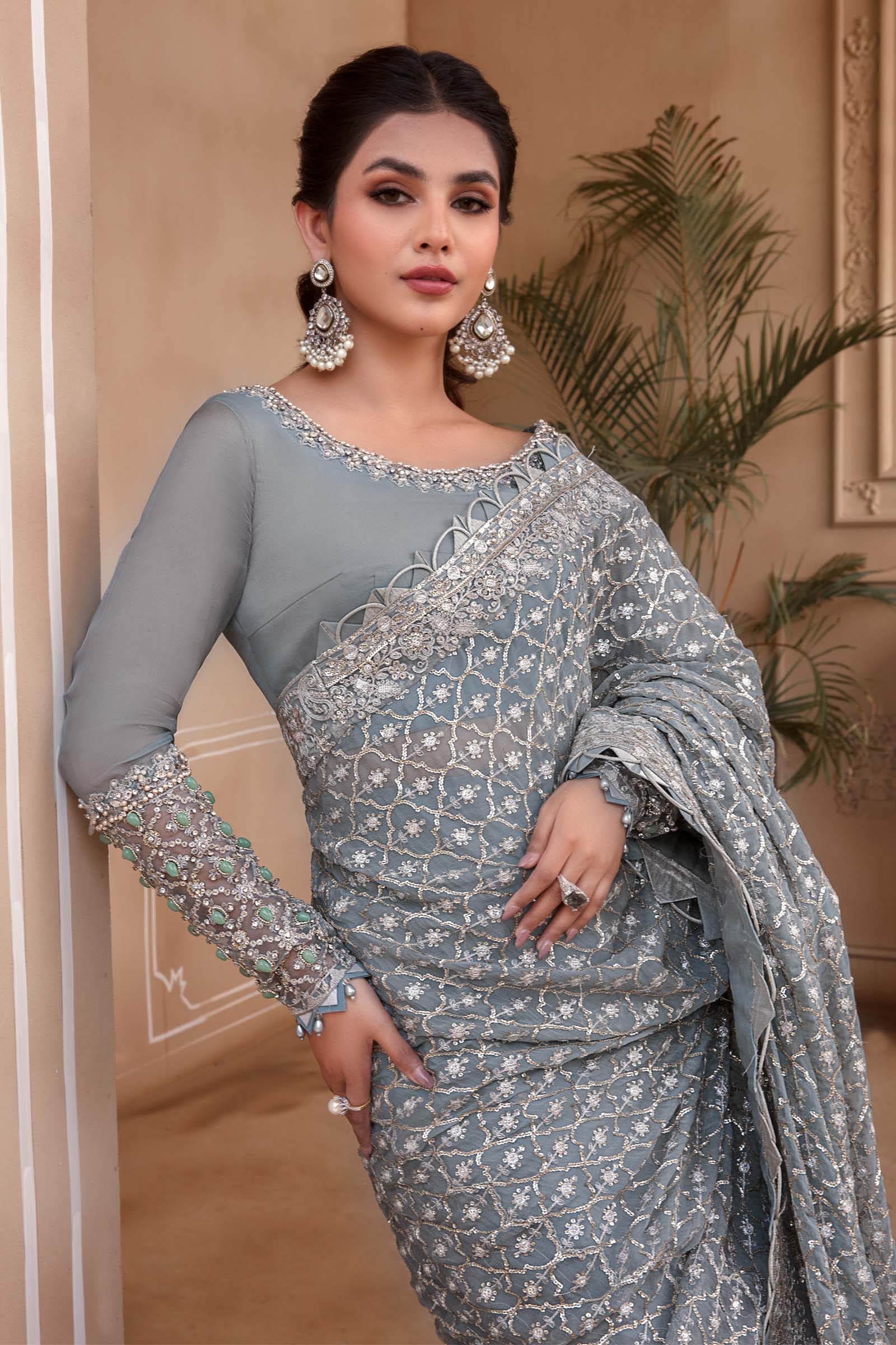 Unstitched MBROIDERED - Blue BD-2602 - Image 4
