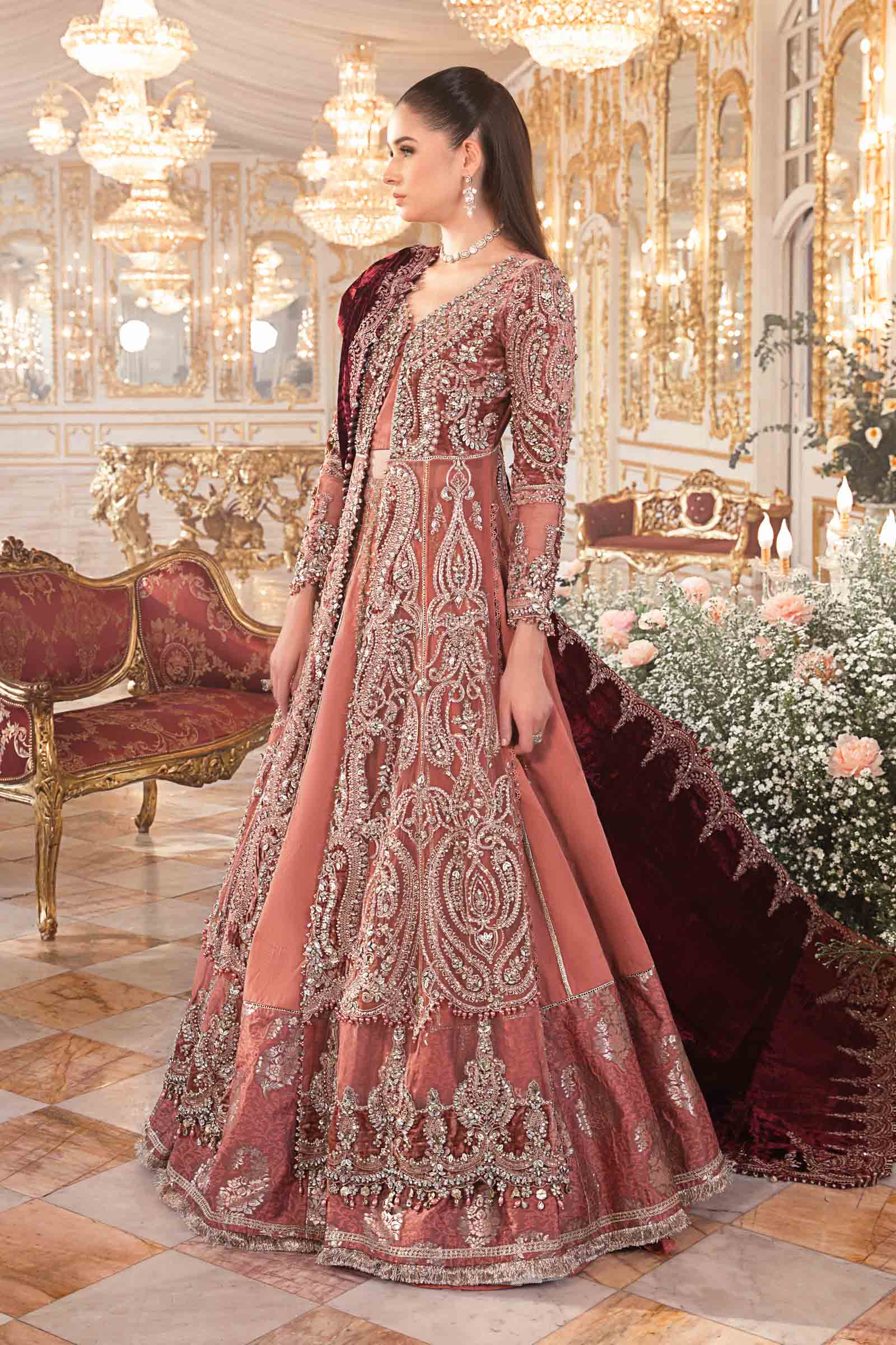 Unstitched Mbroidered | Salmon Pink BD-2701 - Image 12