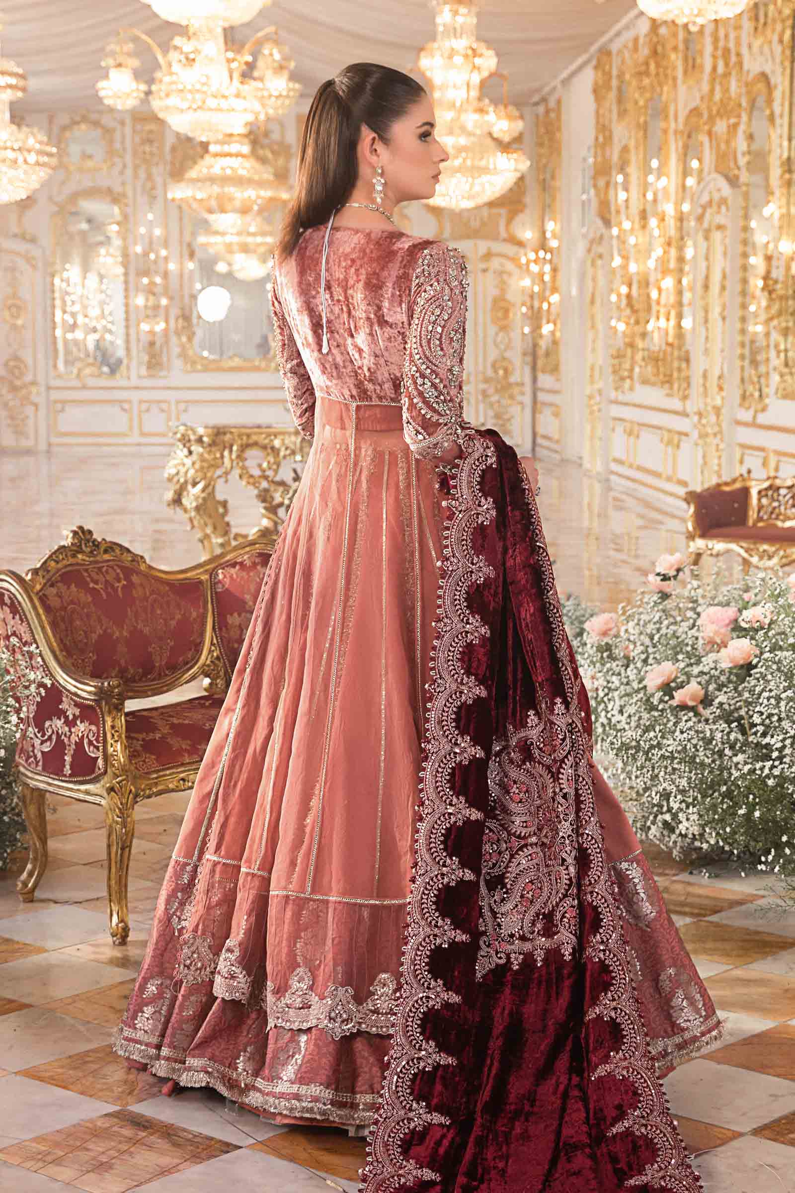 Unstitched Mbroidered | Salmon Pink BD-2701 - Image 13