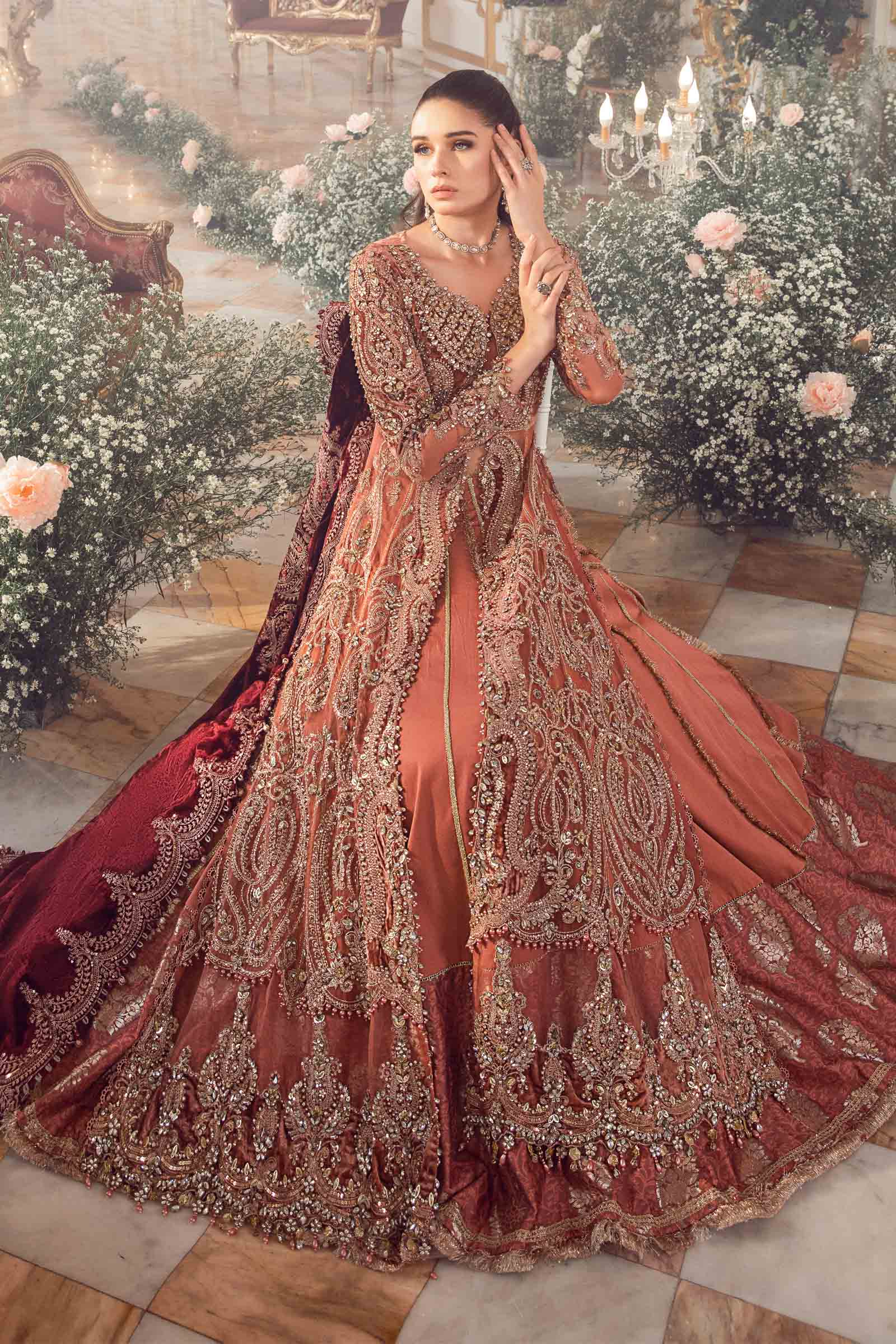 Unstitched Mbroidered | Salmon Pink BD-2701 - Image 3