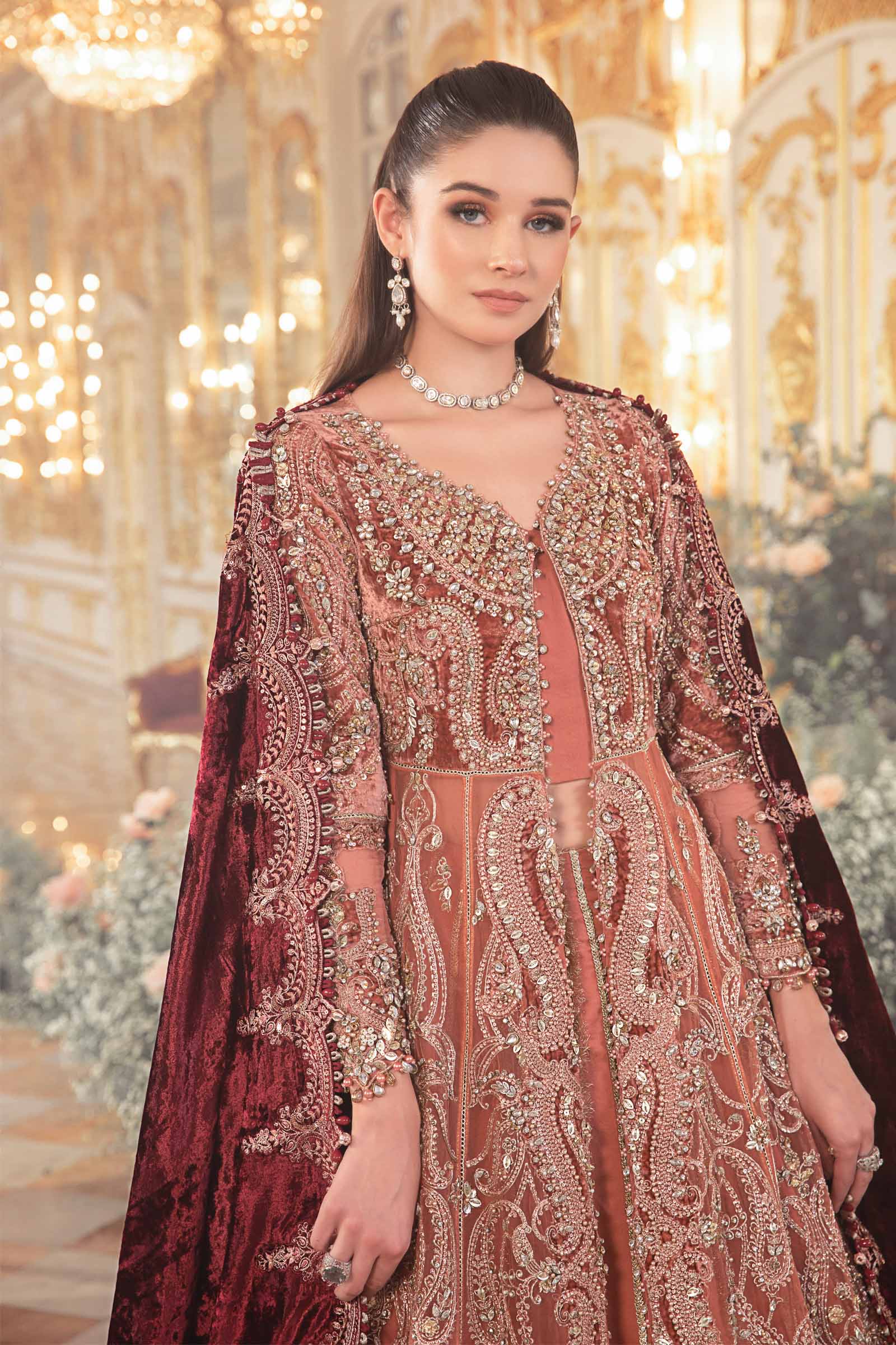 Unstitched Mbroidered | Salmon Pink BD-2701 - Image 4