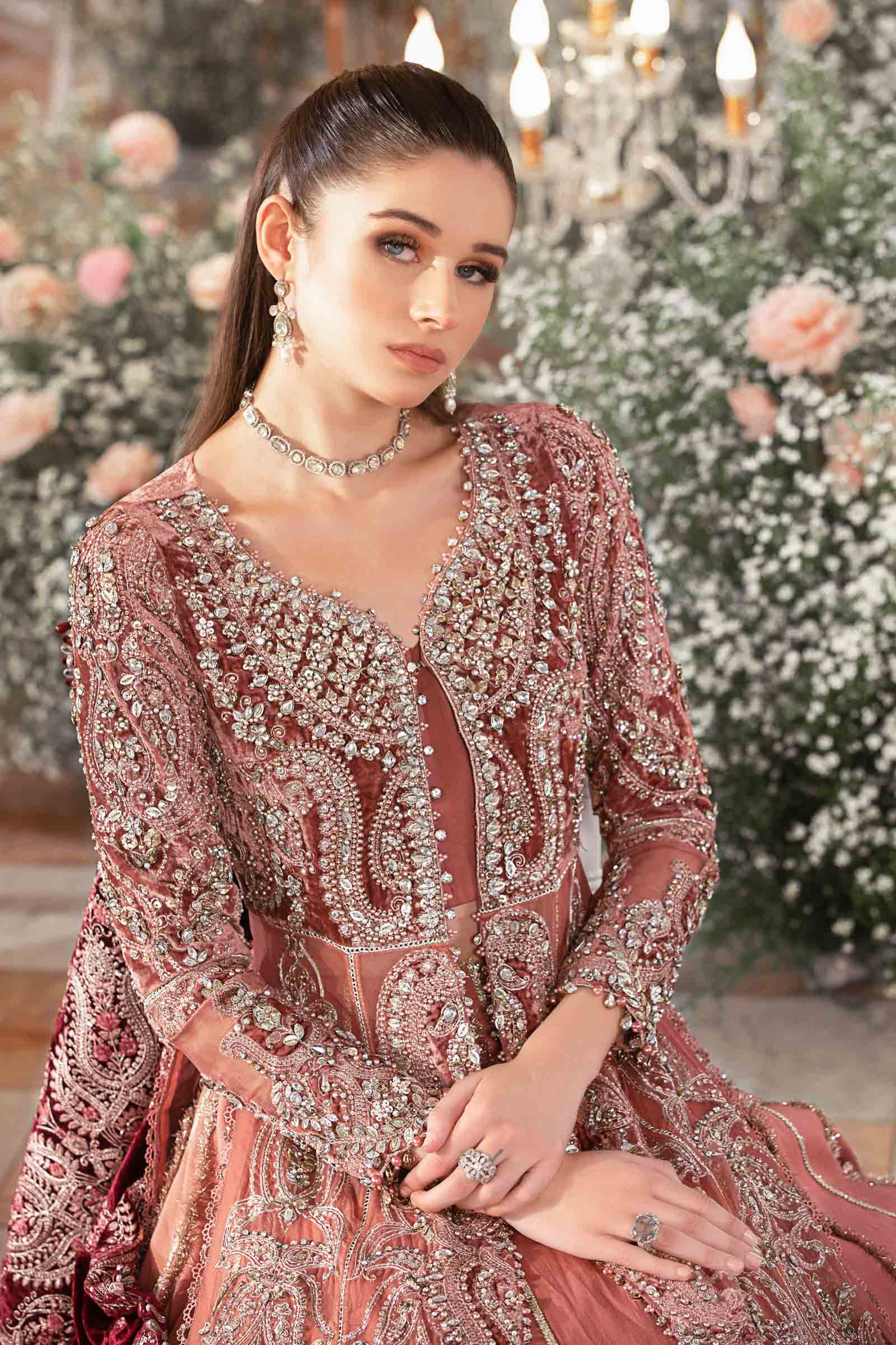 Unstitched Mbroidered | Salmon Pink BD-2701 - Image 5