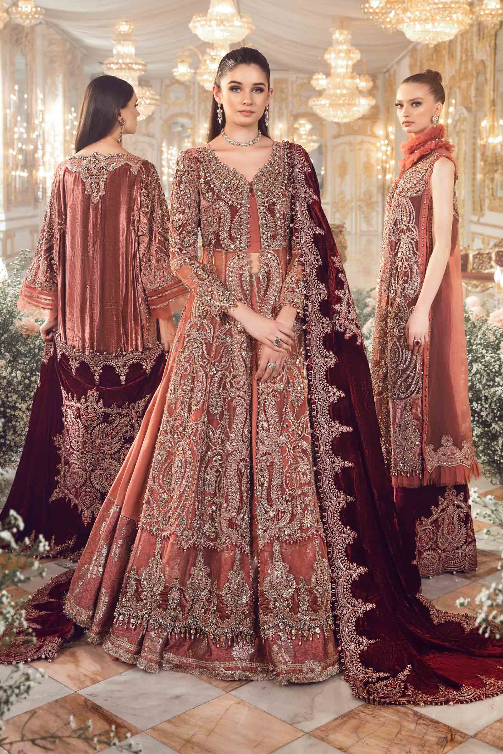 Unstitched Mbroidered | Salmon Pink BD-2701 - Image 6