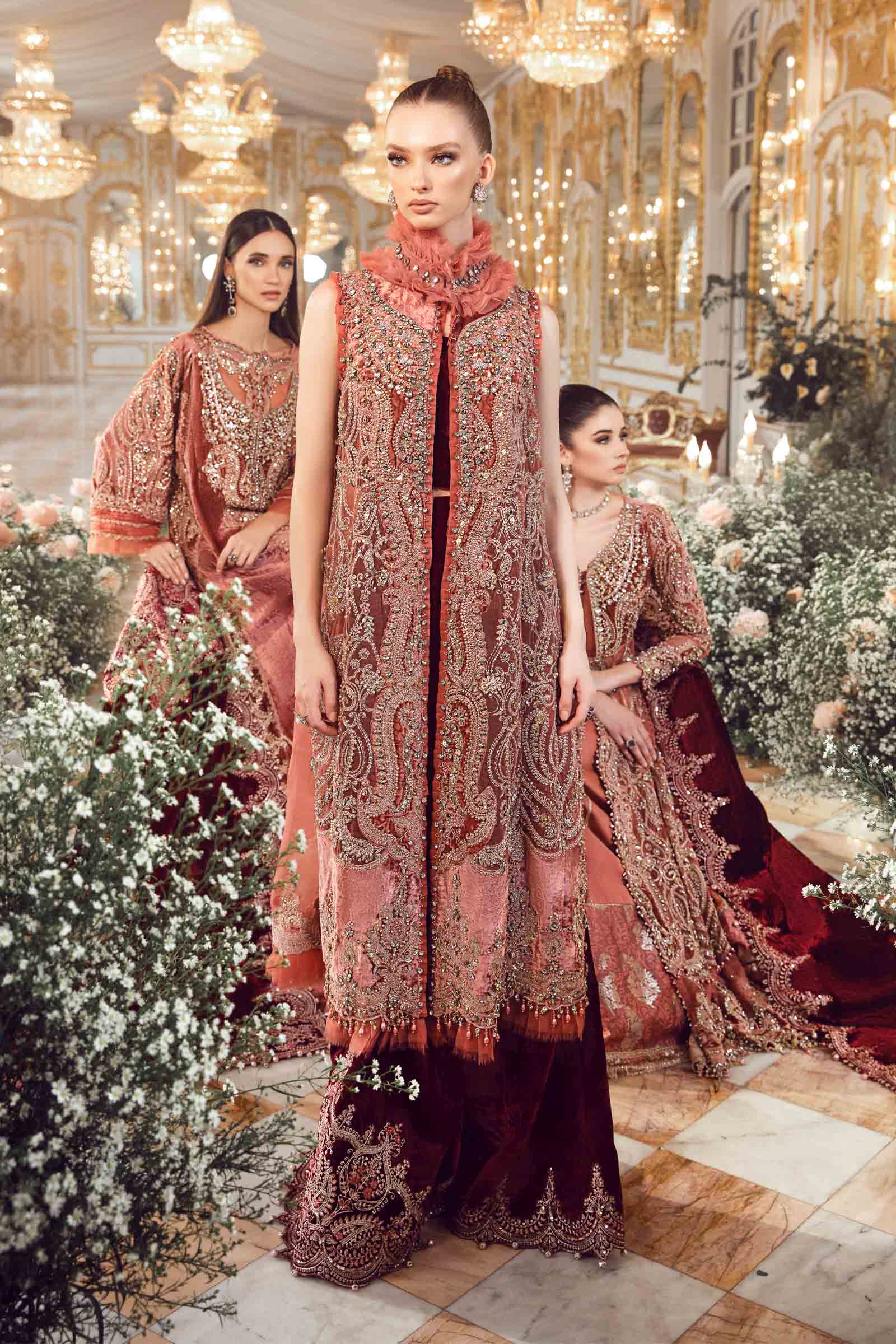 Unstitched Mbroidered | Salmon Pink BD-2701 - Image 9