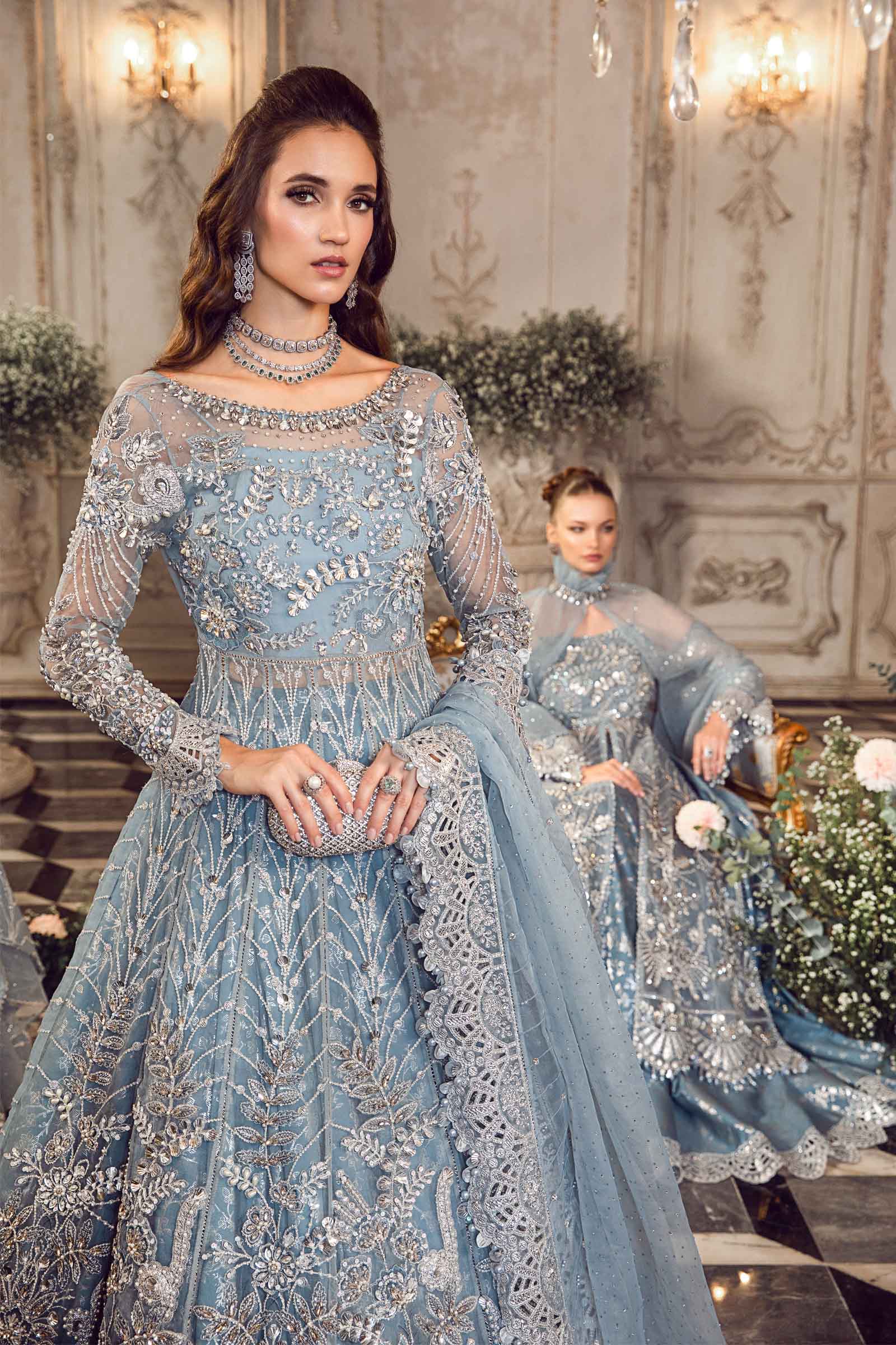 Unstitched Mbroidered | Ice Blue BD-2702 - Image 2