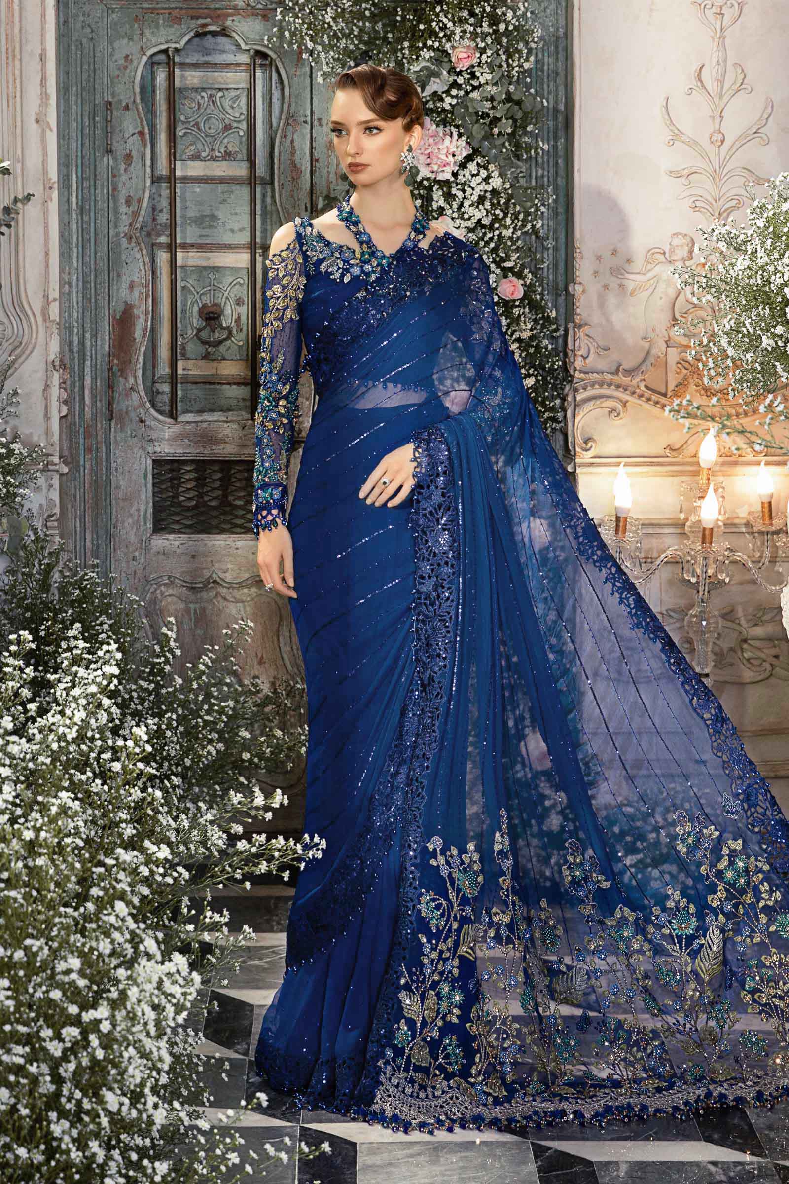Unstitched Mbroidered | Cobalt Blue BD-2704 - Image 10