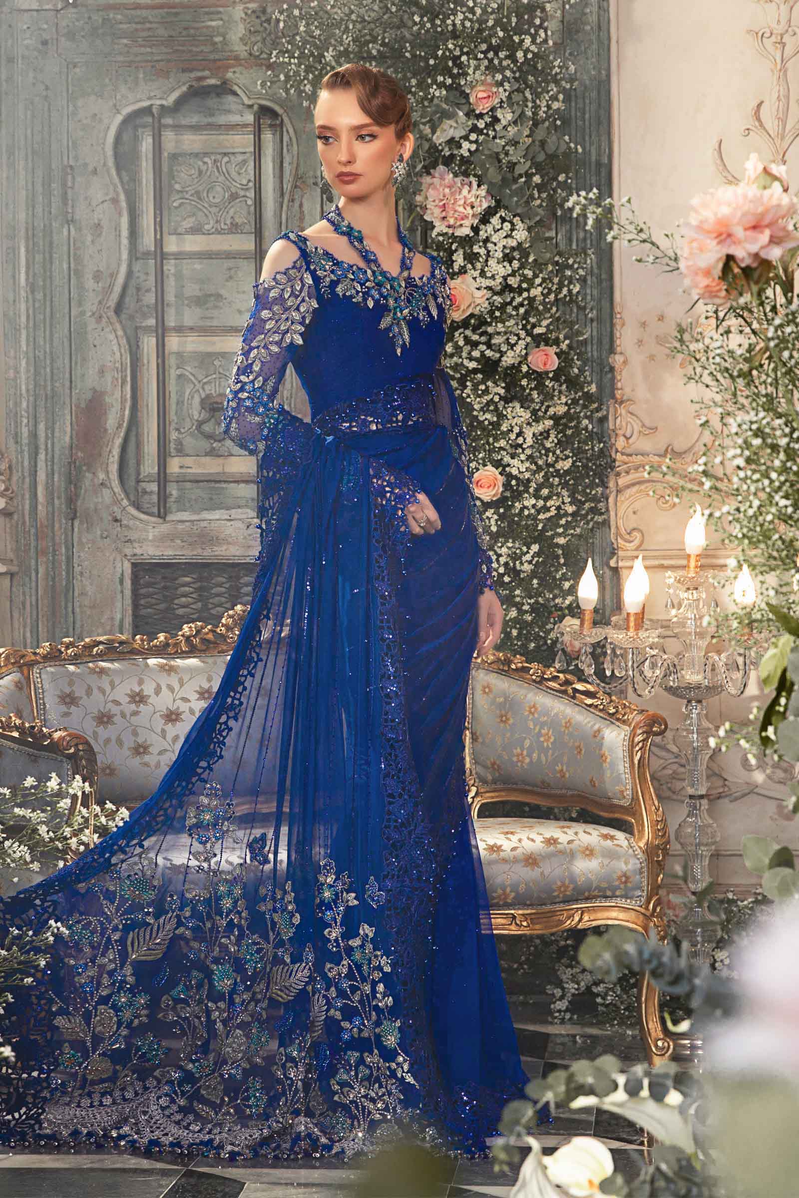 Unstitched Mbroidered | Cobalt Blue BD-2704 - Image 11