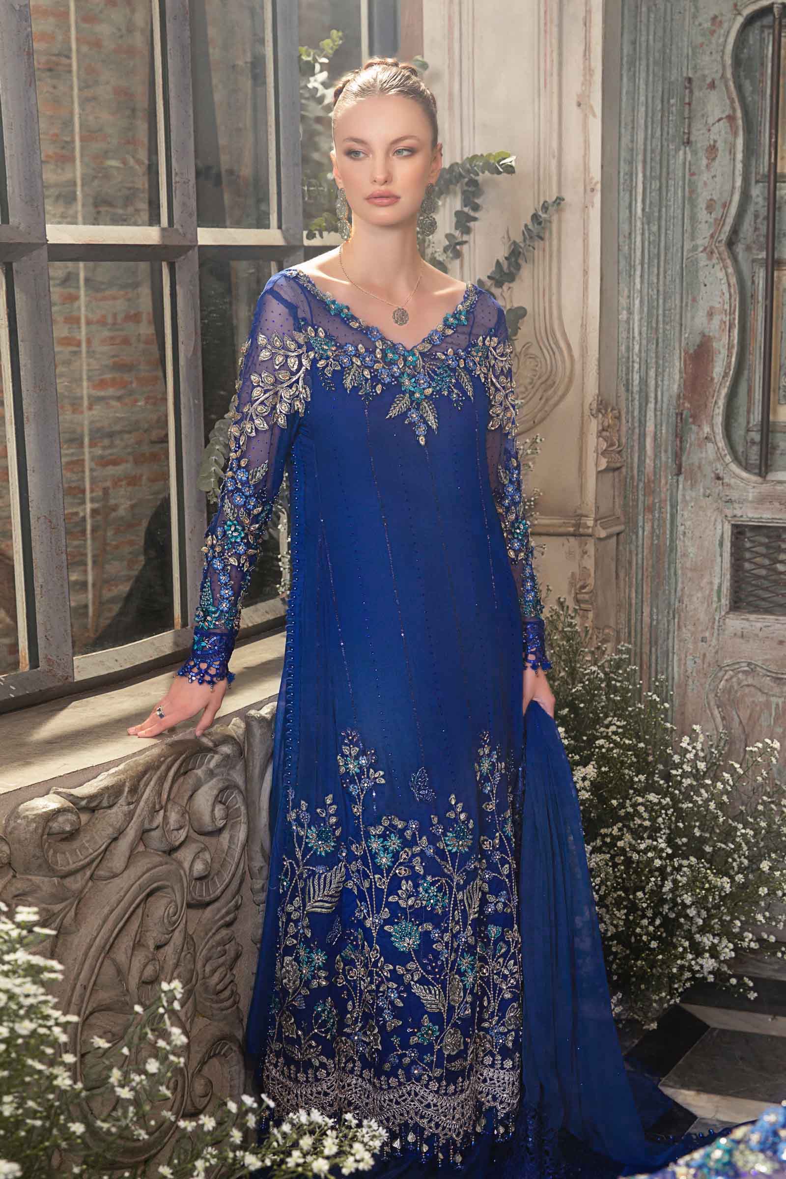 Unstitched Mbroidered | Cobalt Blue BD-2704 - Image 14