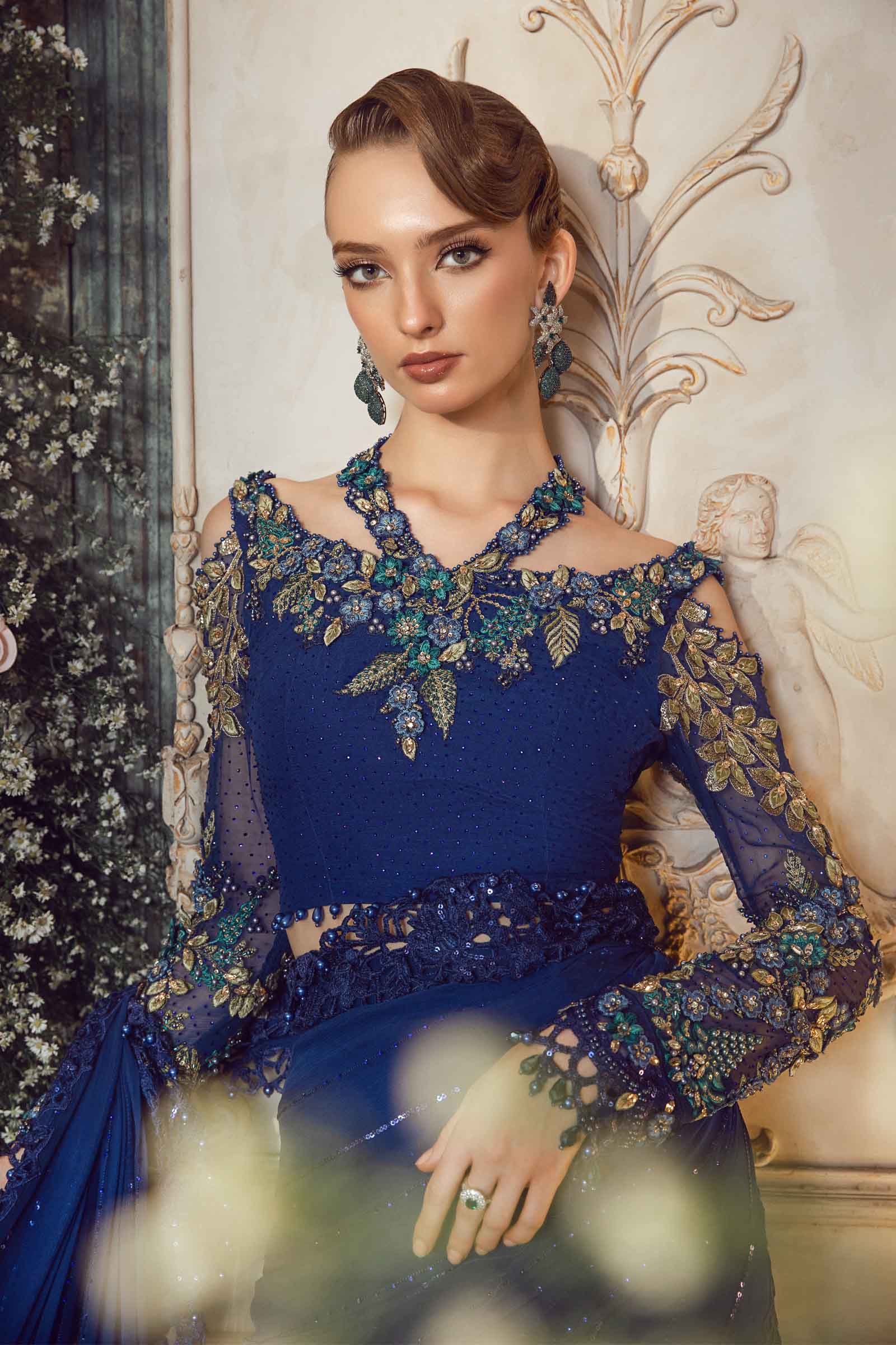 Unstitched Mbroidered | Cobalt Blue BD-2704 - Image 2