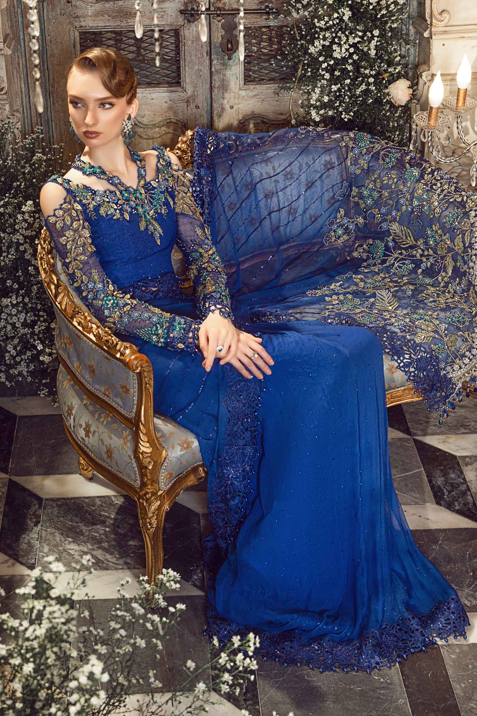 Unstitched Mbroidered | Cobalt Blue BD-2704 - Image 3