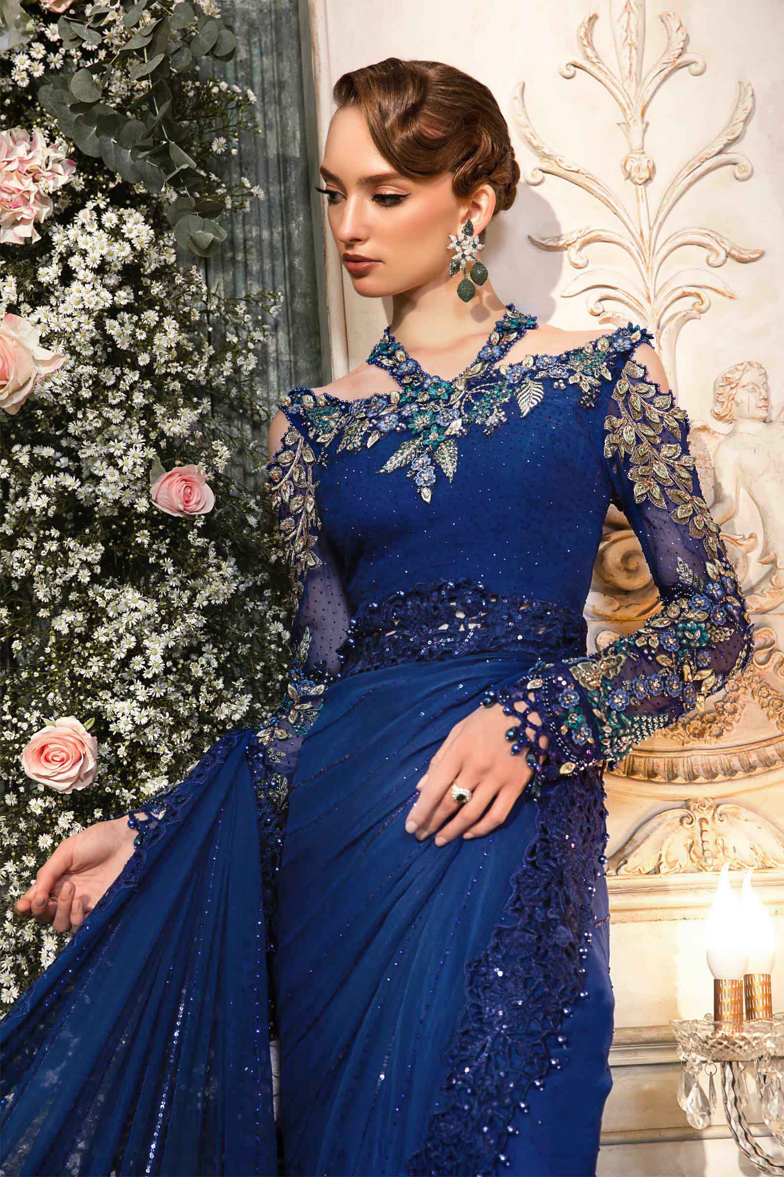 Unstitched Mbroidered | Cobalt Blue BD-2704 - Image 4