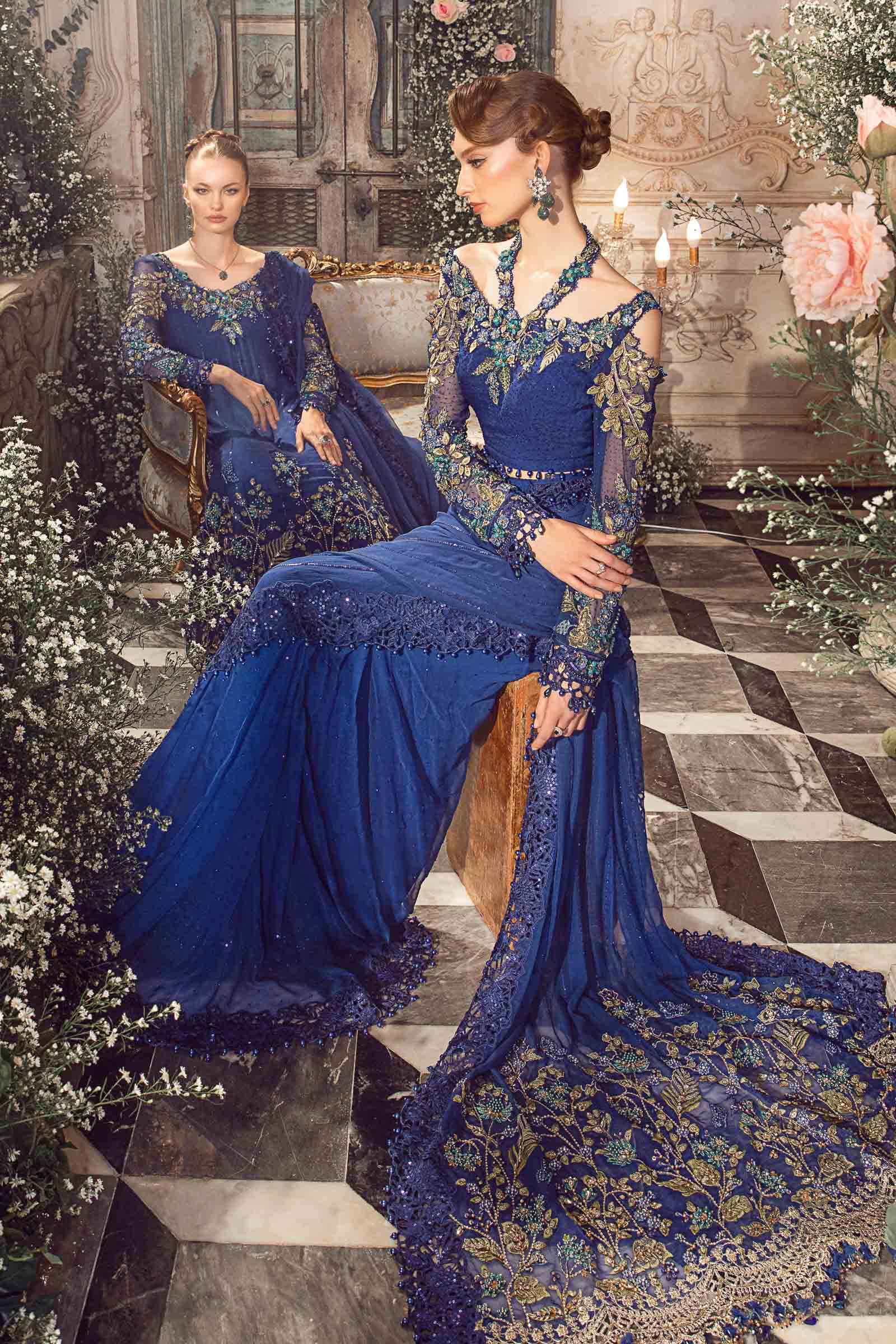Unstitched Mbroidered | Cobalt Blue BD-2704 - Image 8