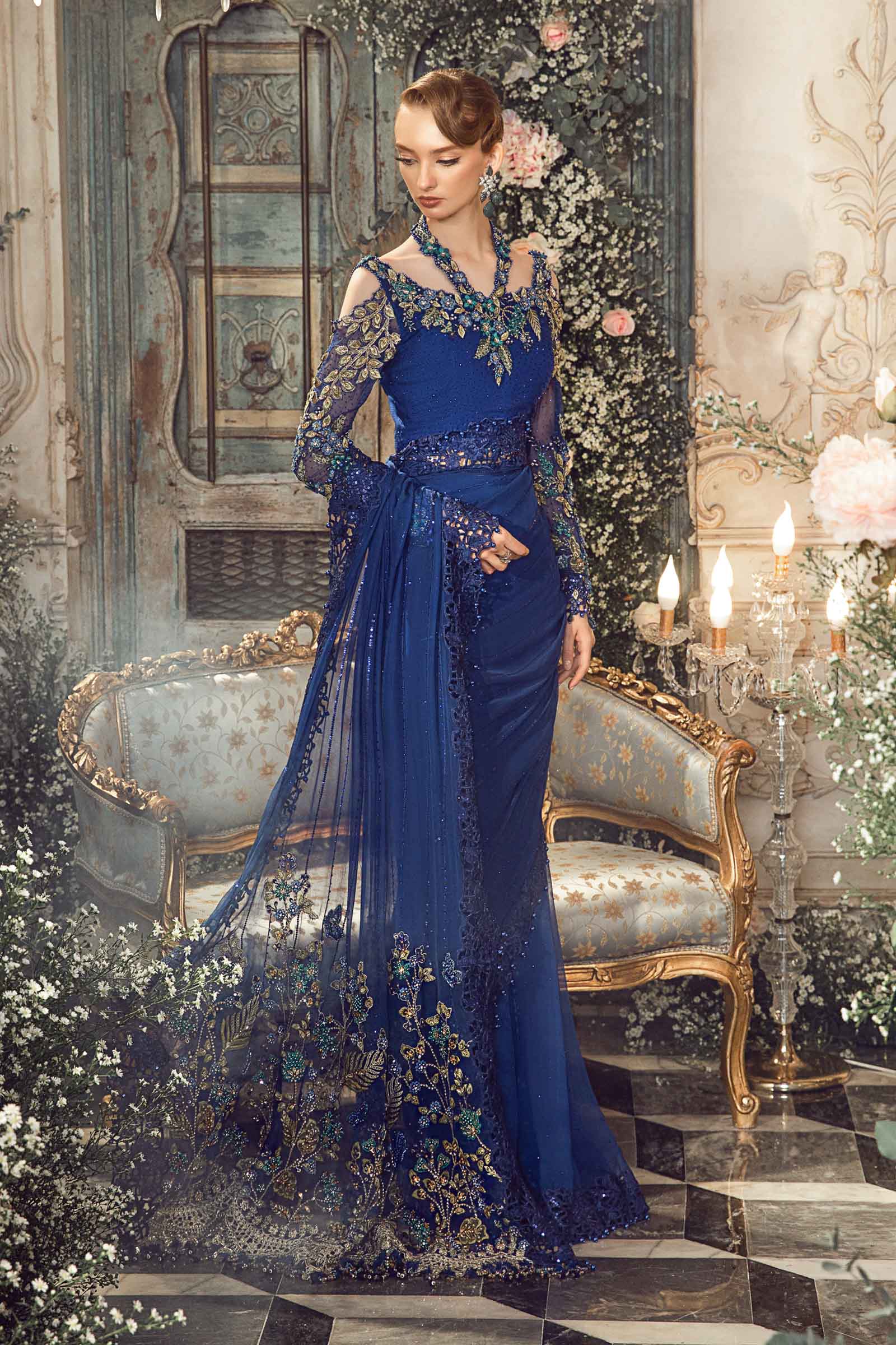Unstitched Mbroidered | Cobalt Blue BD-2704 - Image 9