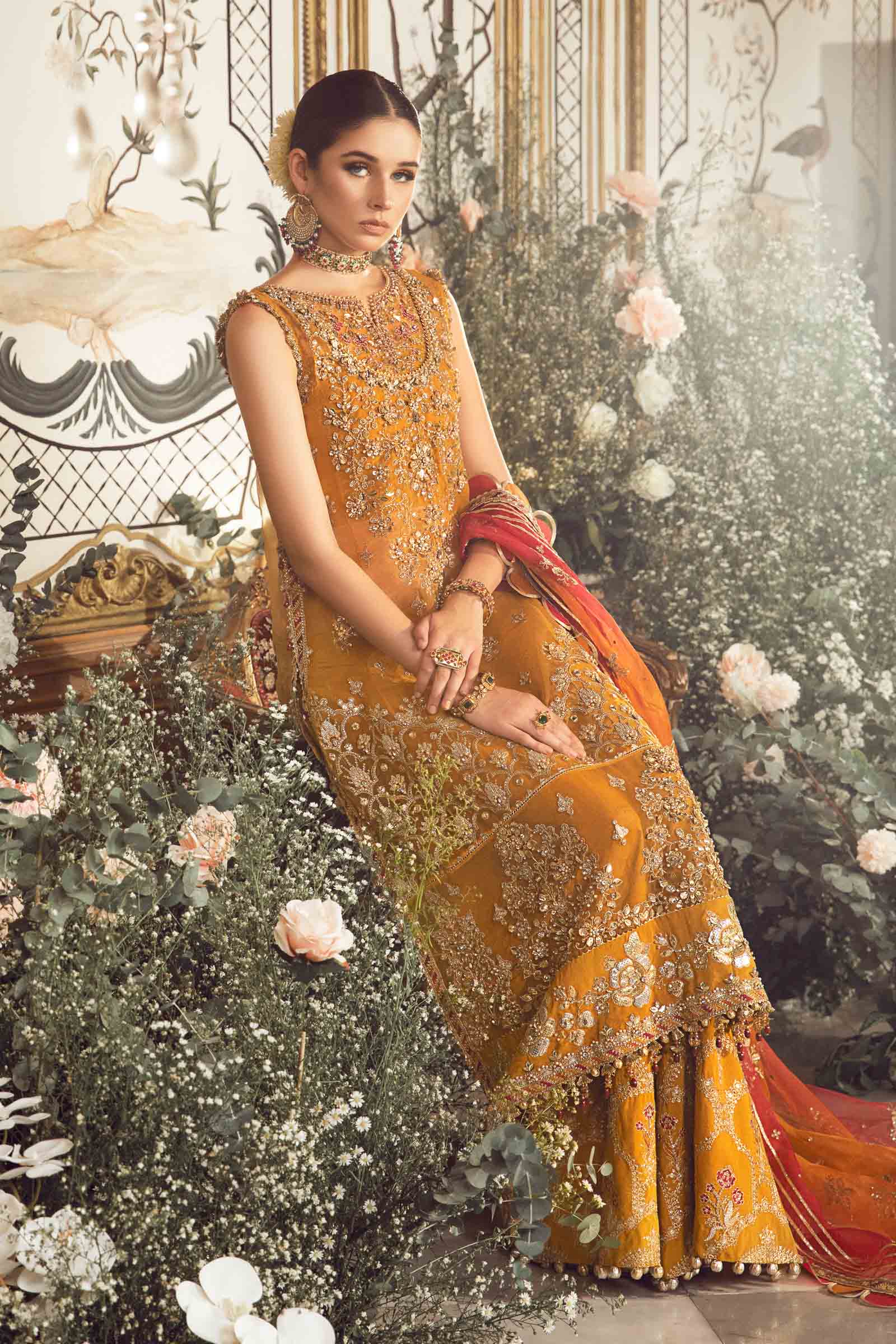 Unstitched Mbroidered | Mustard BD-2707 - Image 11