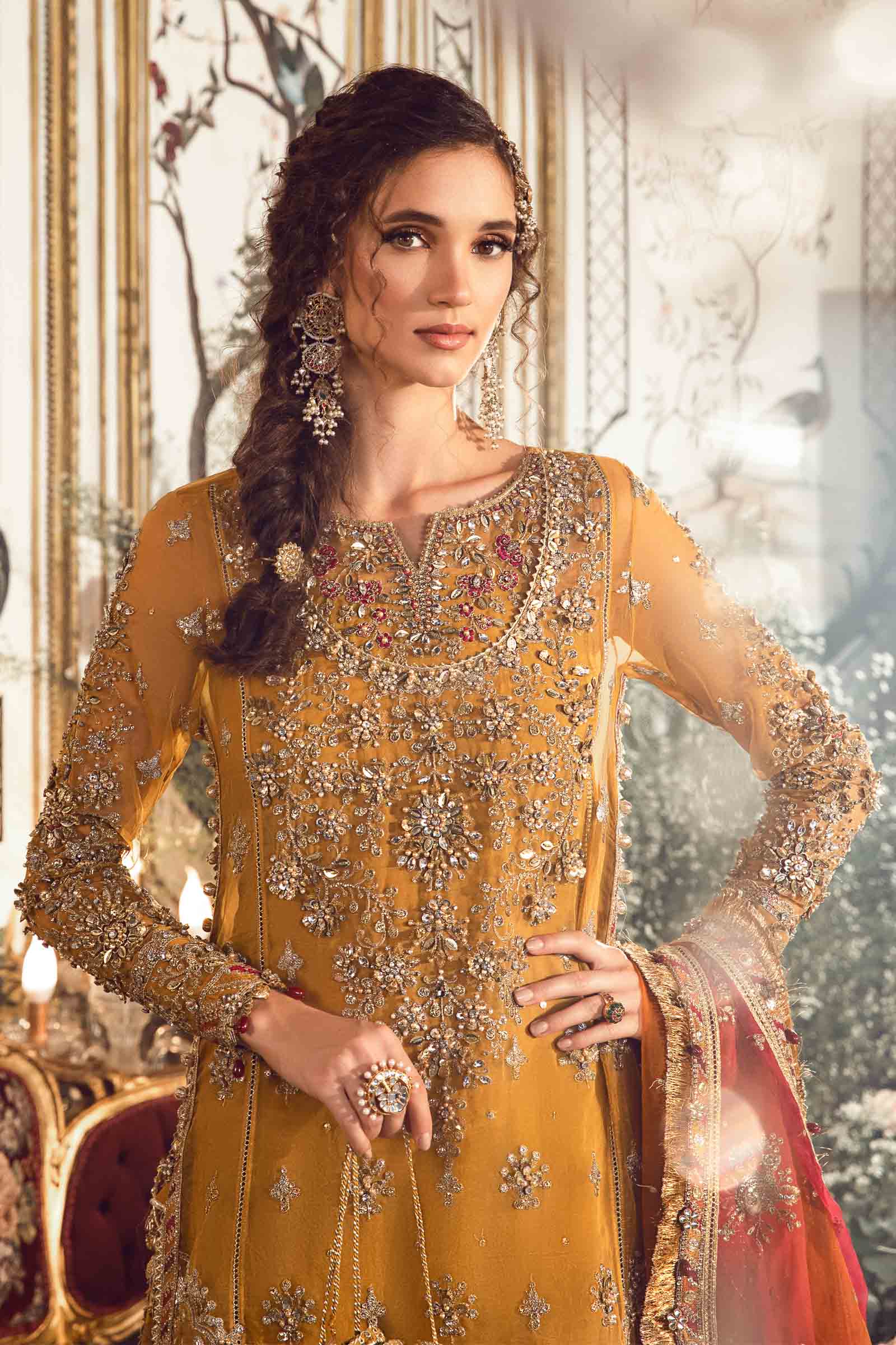 Unstitched Mbroidered | Mustard BD-2707 - Image 2