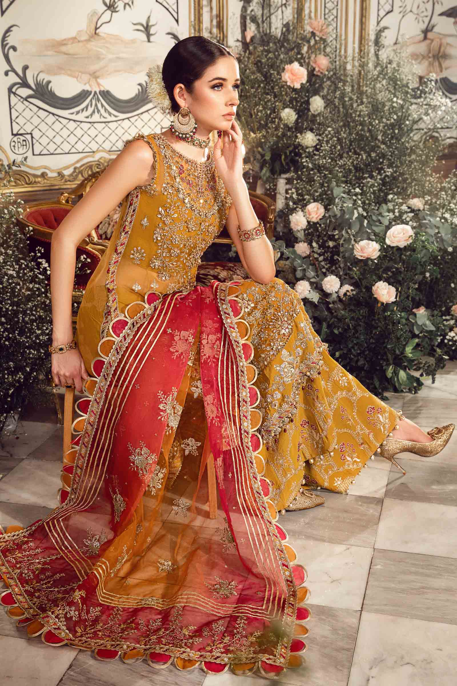 Unstitched Mbroidered | Mustard BD-2707 - Image 9