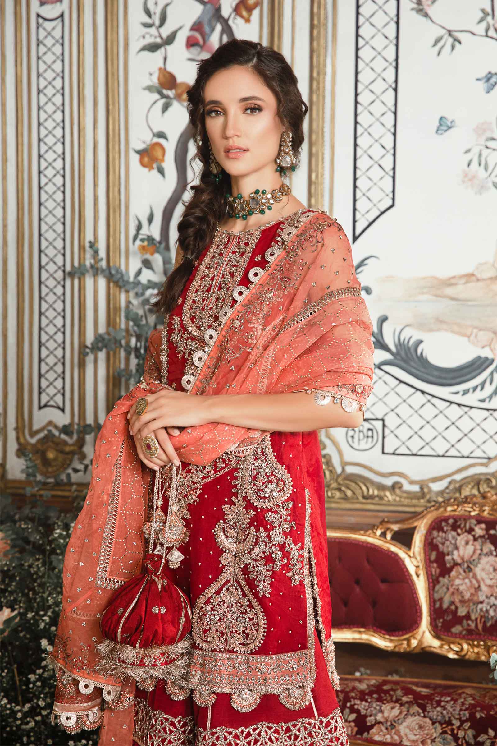 Unstitched Mbroidered | Maroon BD-2708 - Image 16