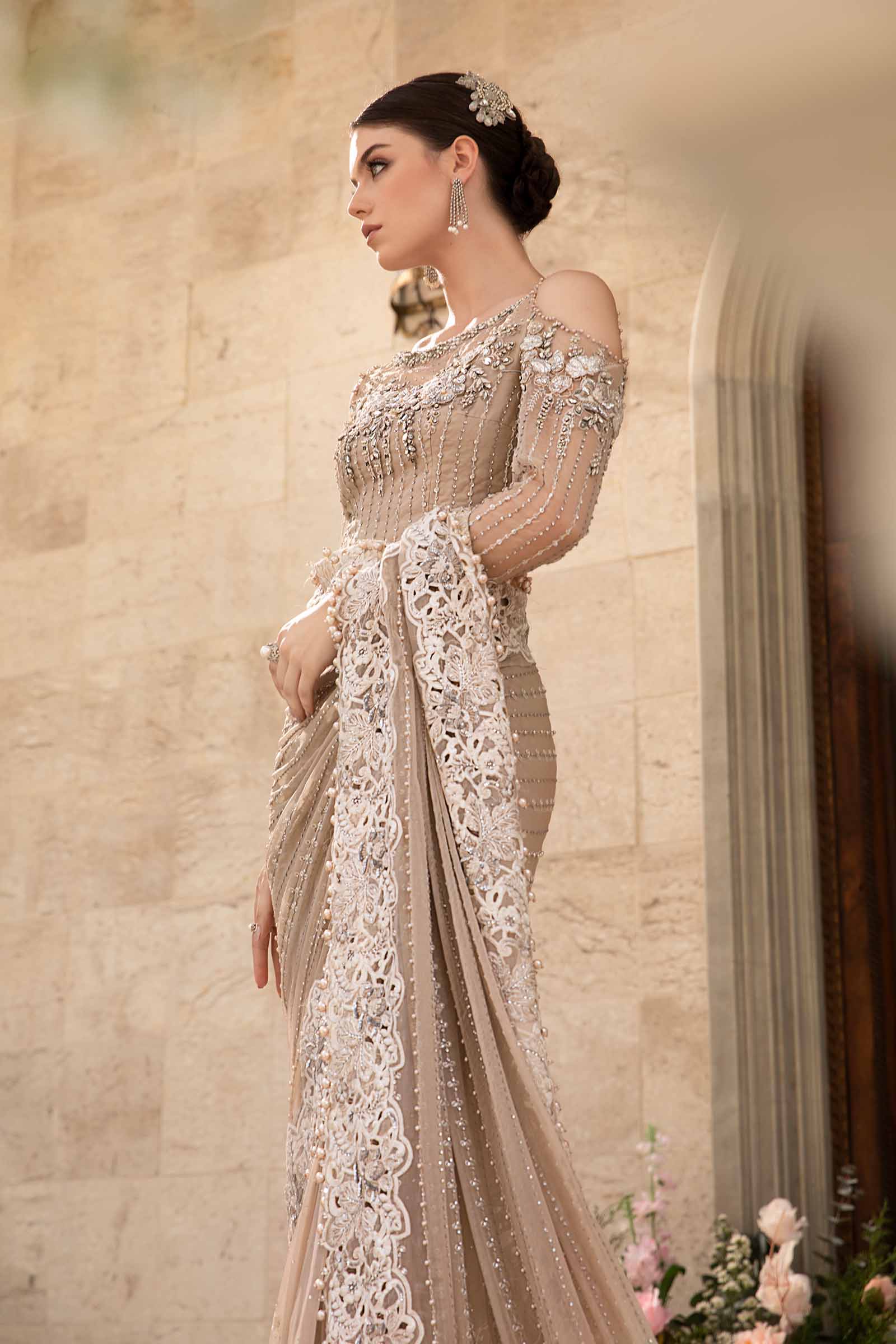 Unstitched Embroidered Saree | BD-2801 - Image 13